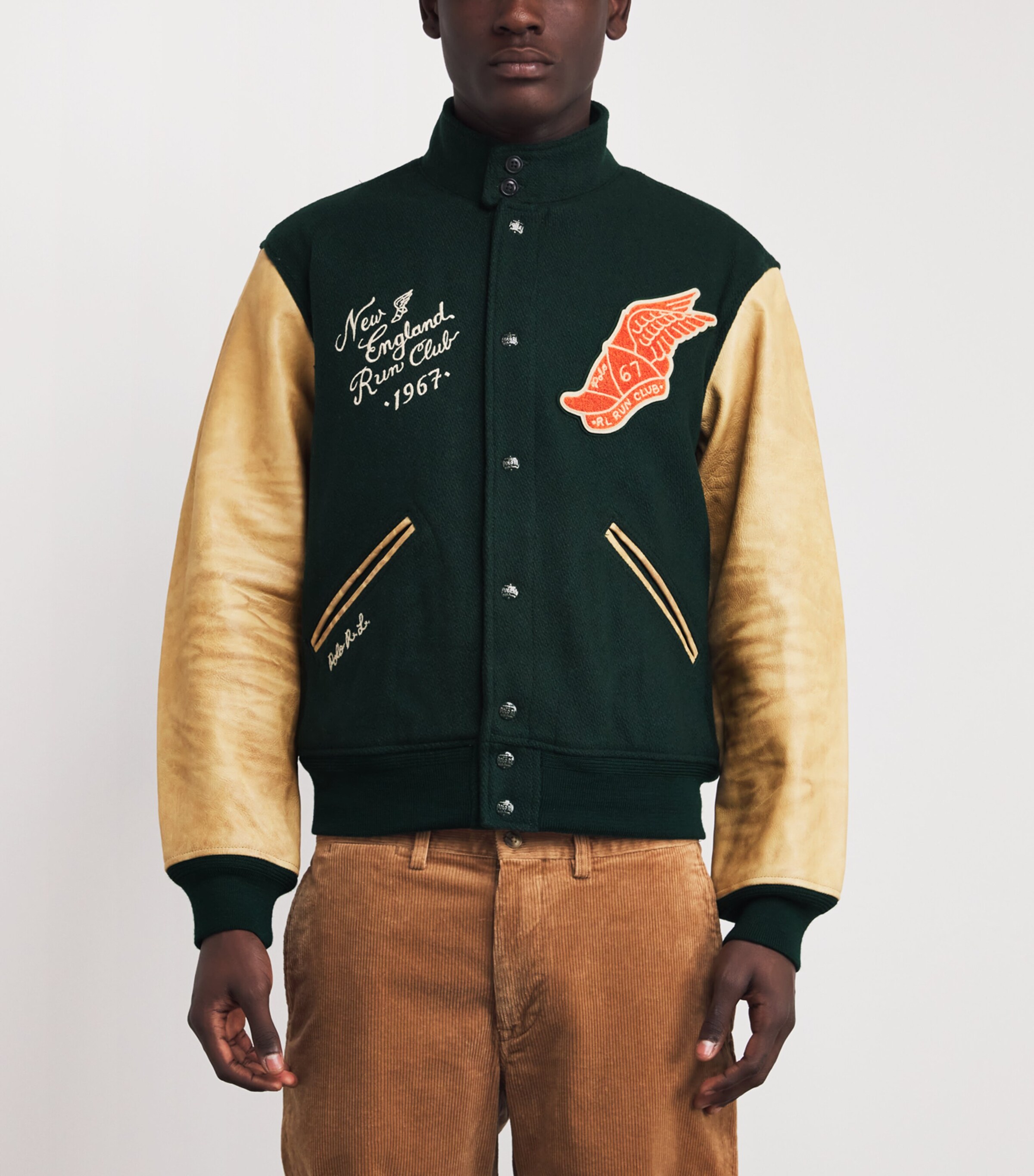 Polo Ralph Lauren Mens New England Bomber Jacket Green Image 3