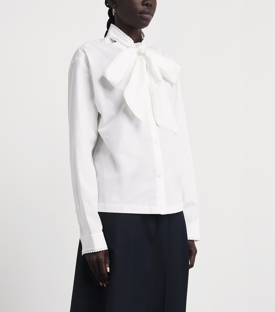 Maje Womens Cotton Pussybow Shirt White Image 4