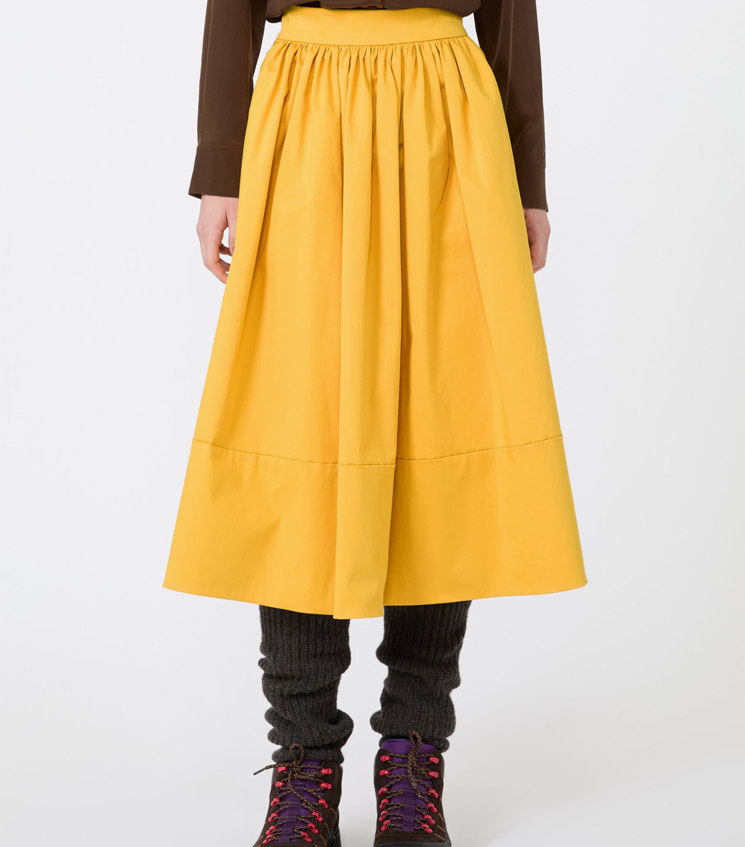 Weekend Max Mara Womens Stretch-Cotton Midi Skirt Yellow Image 3