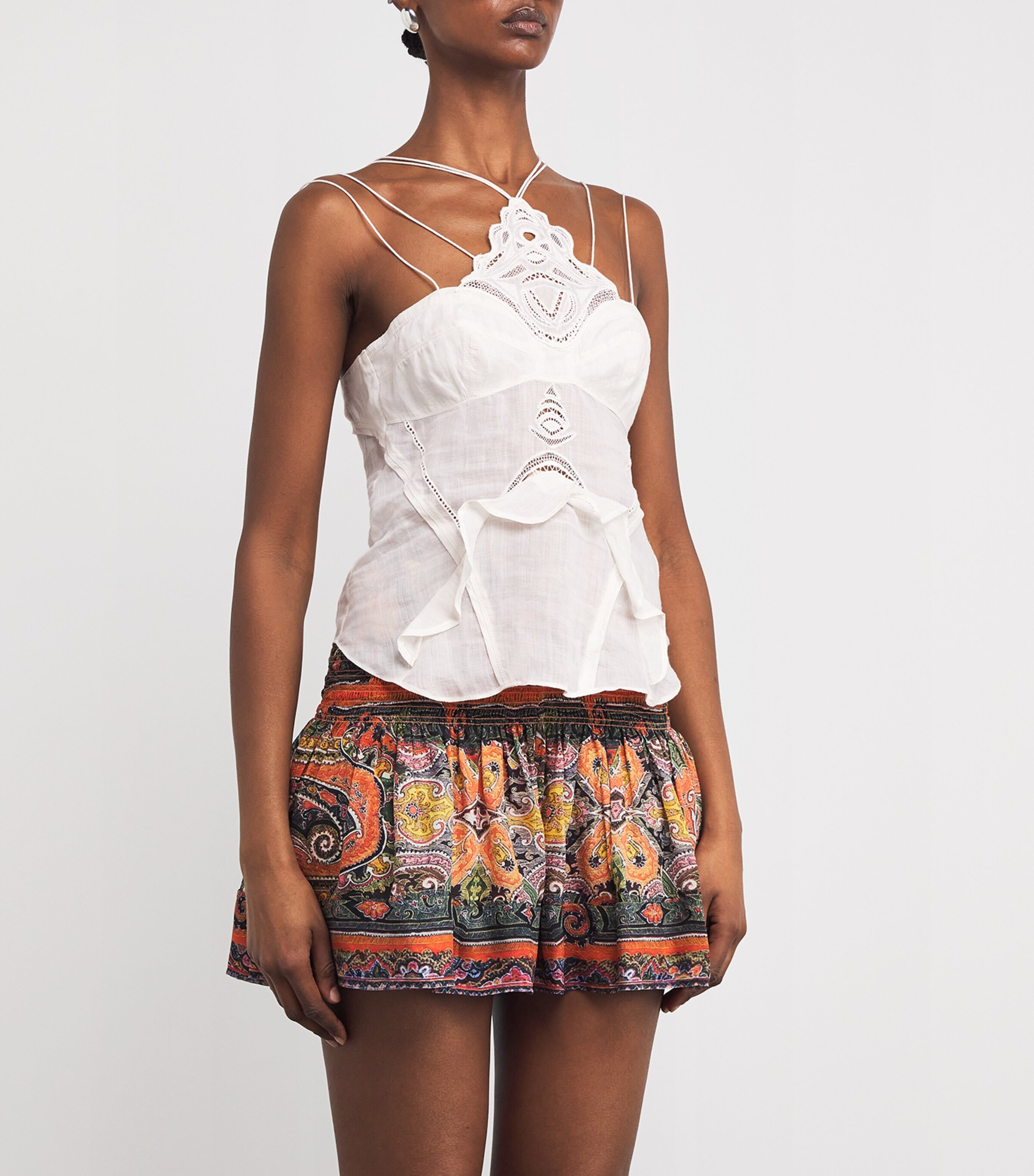 Isabel Marant Womens Ramie Ruffled Leana Top Ecru Image 3