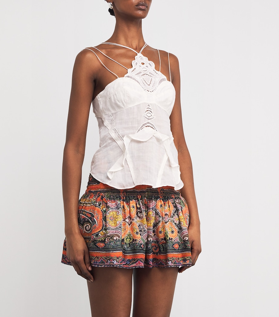Isabel Marant Womens Ramie Ruffled Leana Top Ecru Image 3
