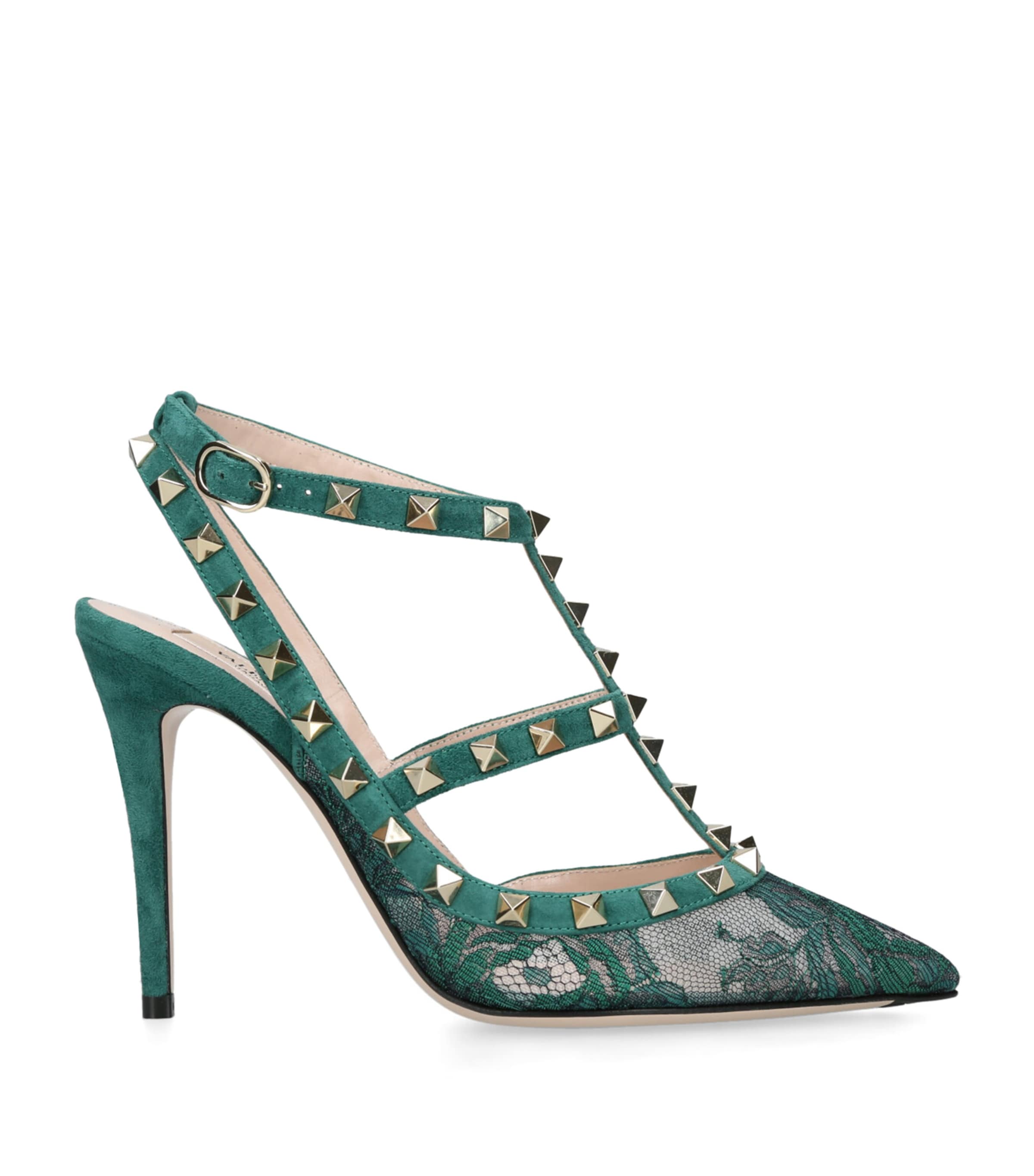 Lace Rockstud Pumps 100 TEAL Image 1