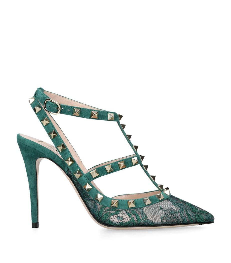 Lace Rockstud Pumps 100 TEAL Image 1