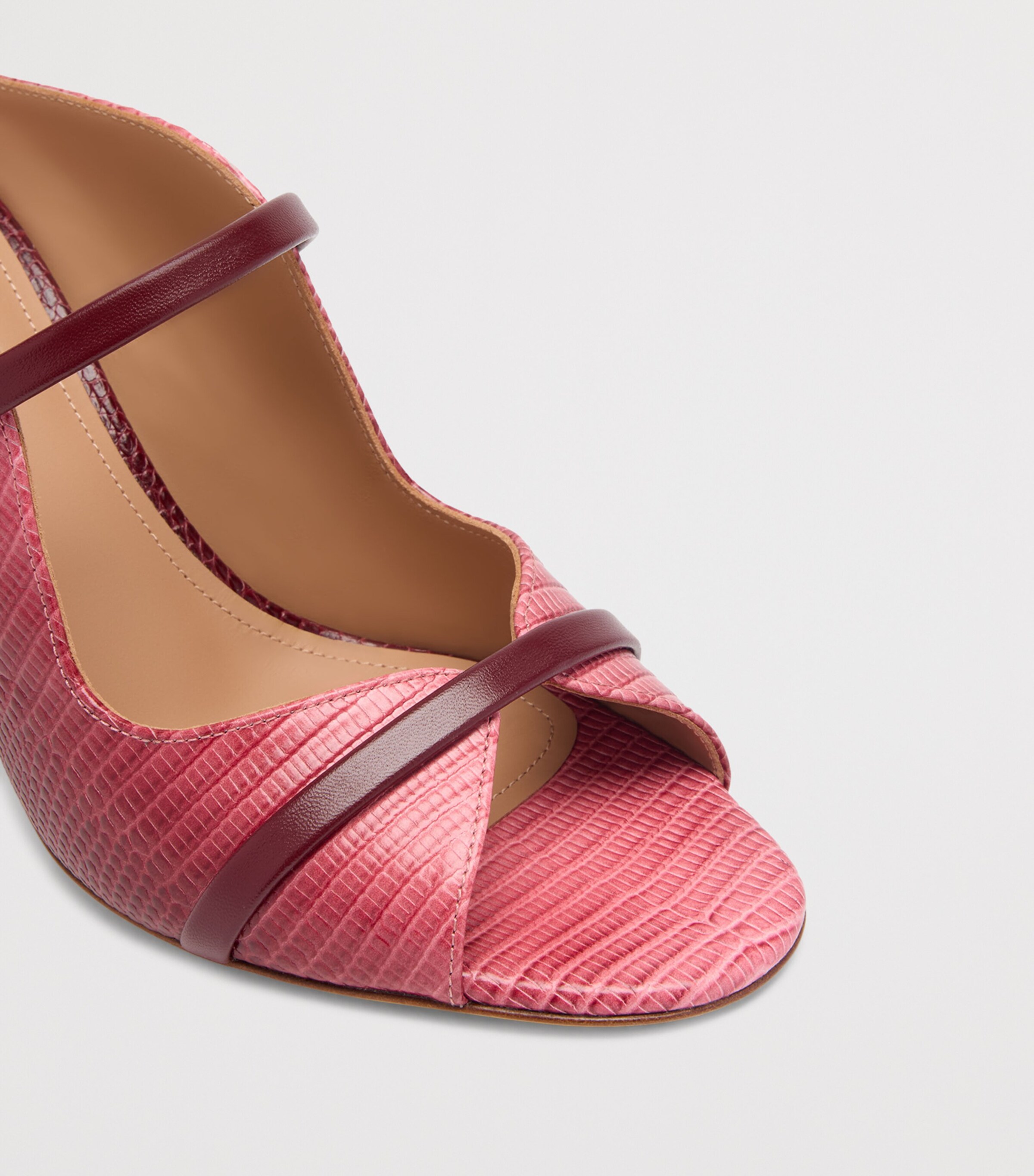 Malone Souliers Embossed Leather Norah Sandals 70 Rosewood Image 5