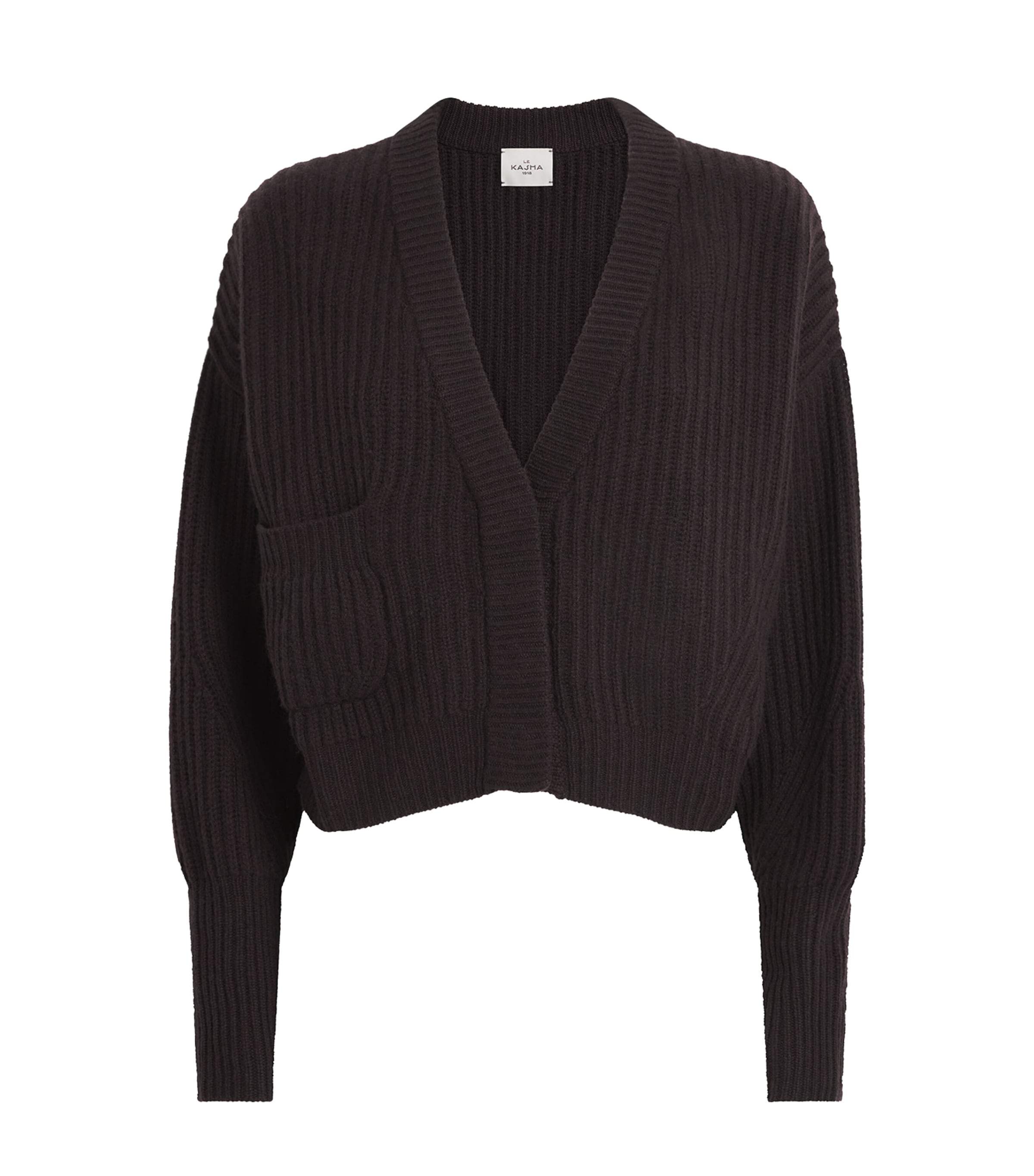 Le Kasha Womens Organic Cashmere Cropped Cardigan Prune Image 1