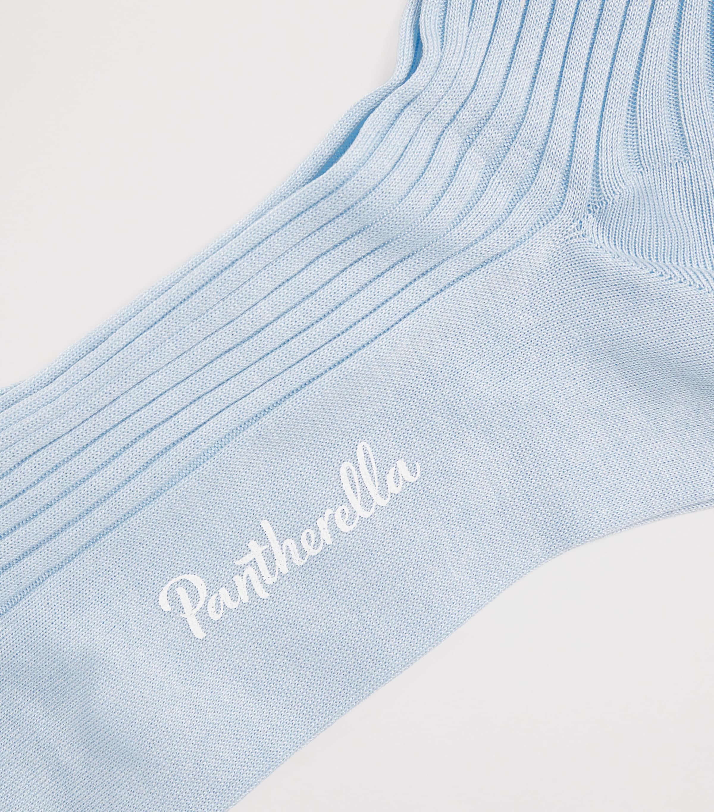 Pantherella Mens Ribbed Danvers Socks Sky Blue Image 2