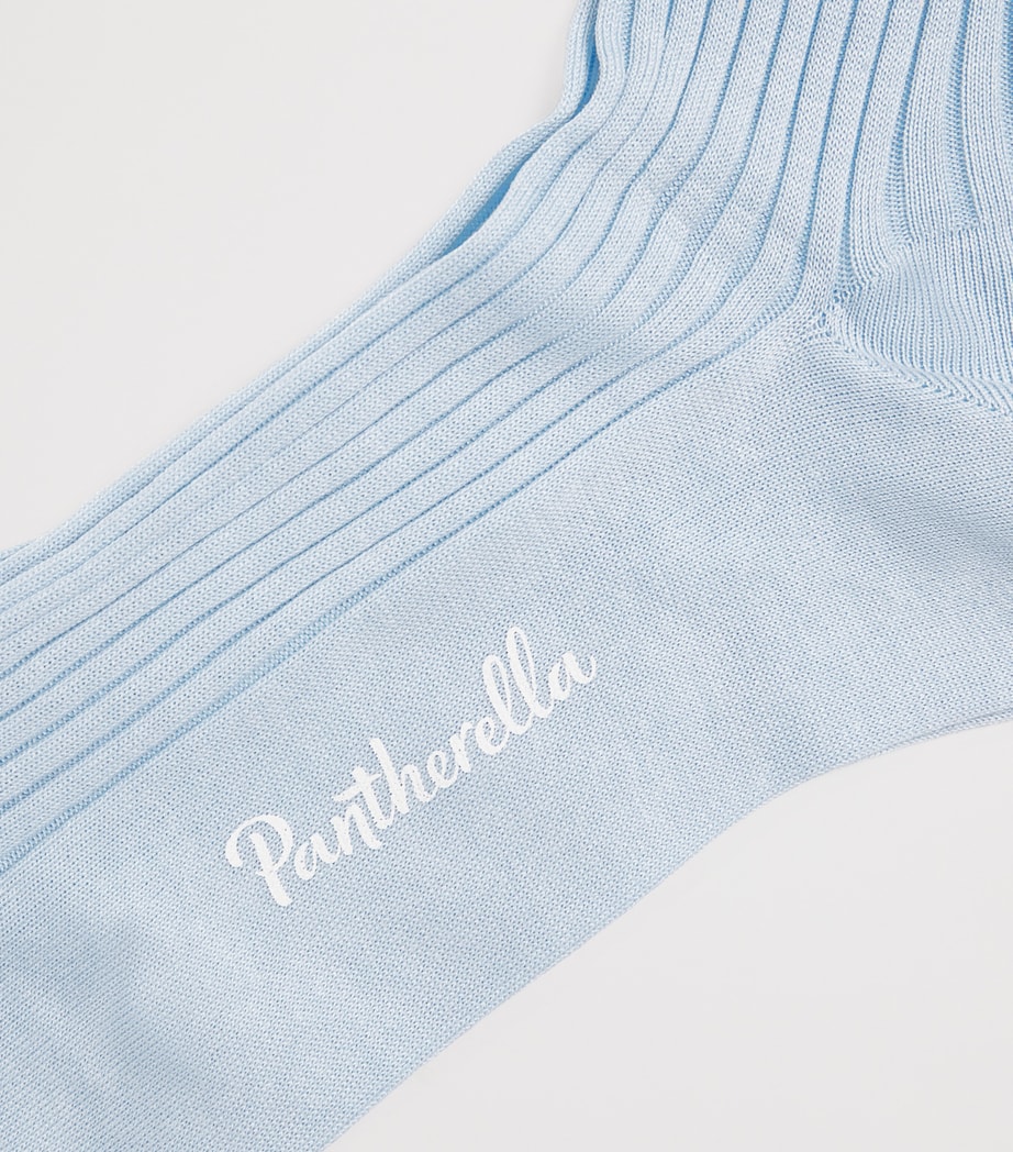 Pantherella Mens Ribbed Danvers Socks Sky Blue Image 2