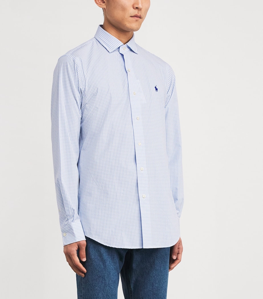 Cotton Poplin Check Shirt WHITE BLUE Image 3
