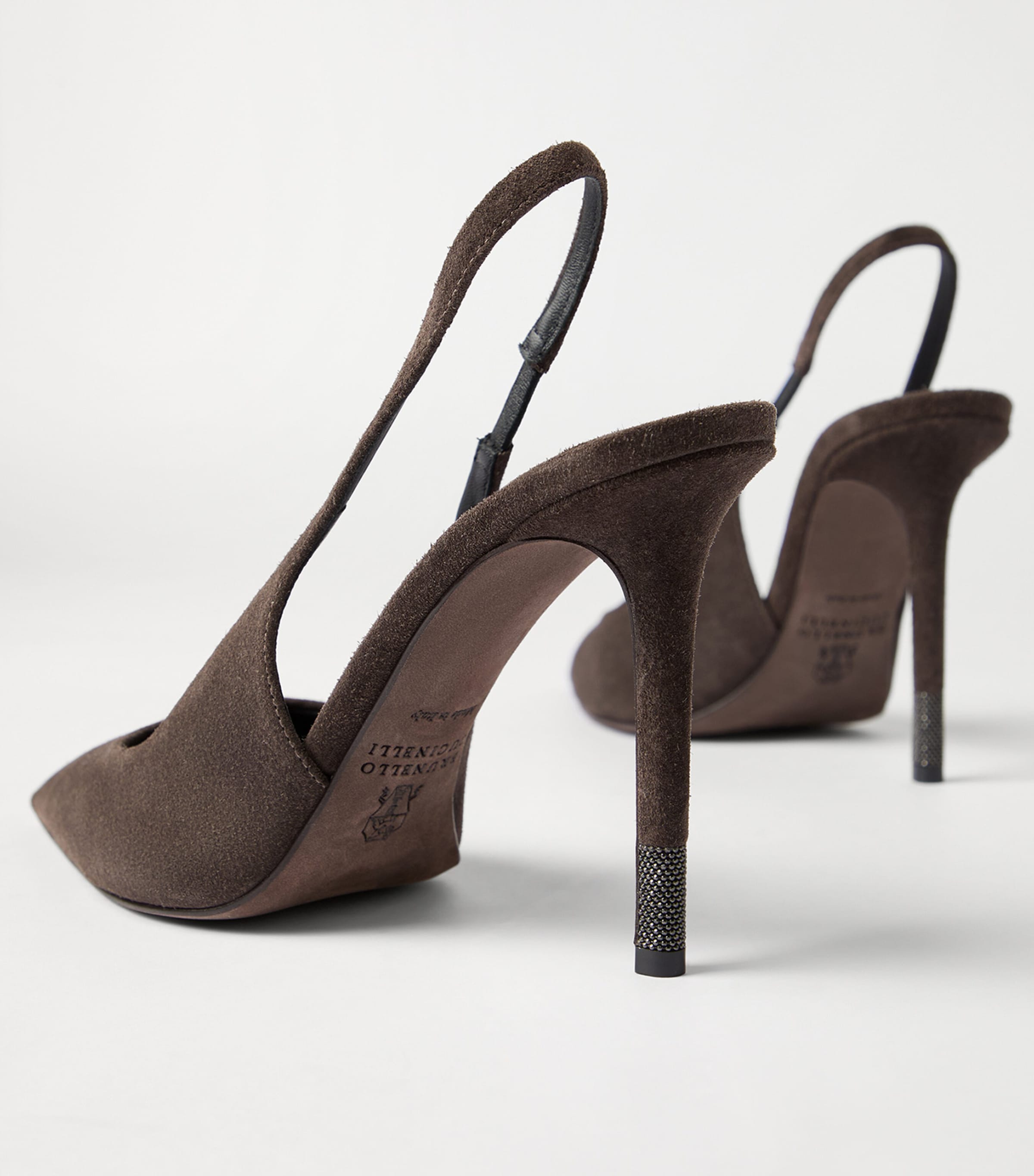 Suede Monili-Detail Slingback Pumps C7284 Image 6