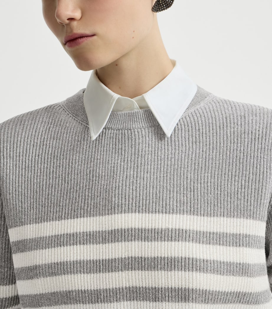 Brunello Cucinelli Womens Cotton-Blend Stripe Sweater Image 6