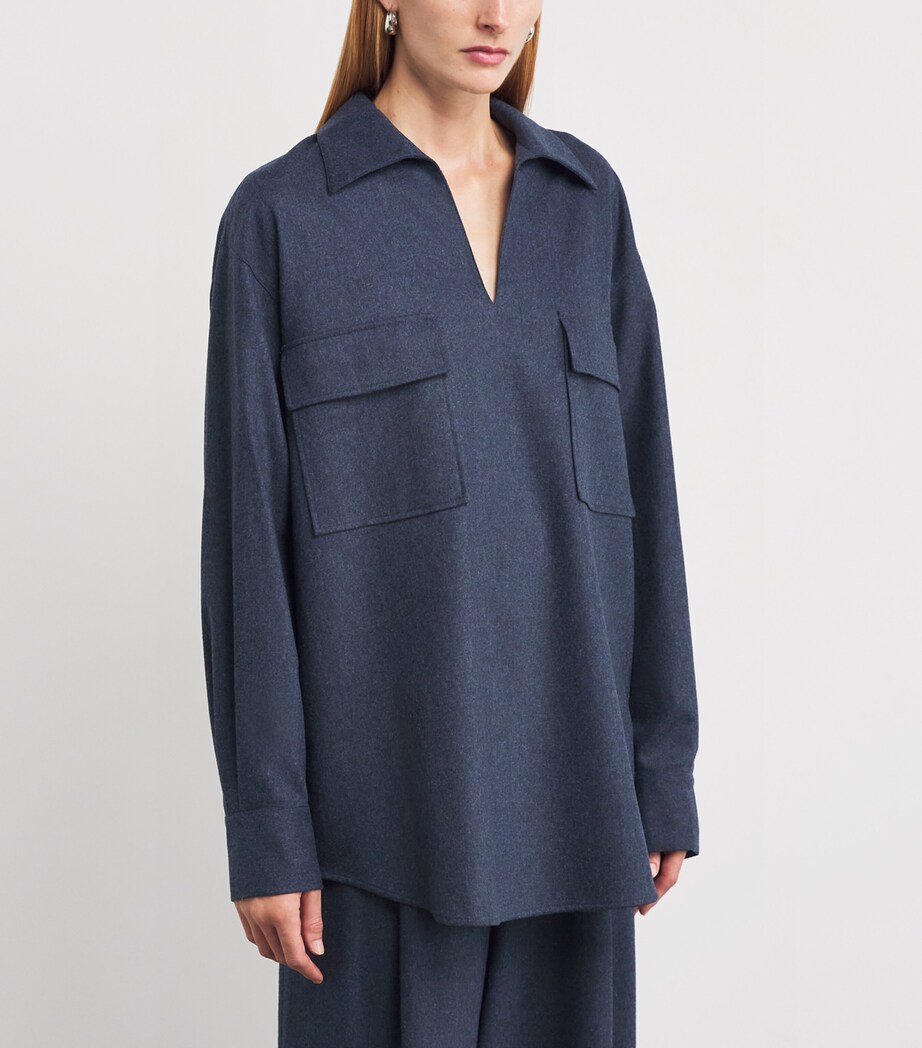 Lafayette 148 Womens Wool-Cashmere Pullover Shirt Admr Blu Mln Image 3