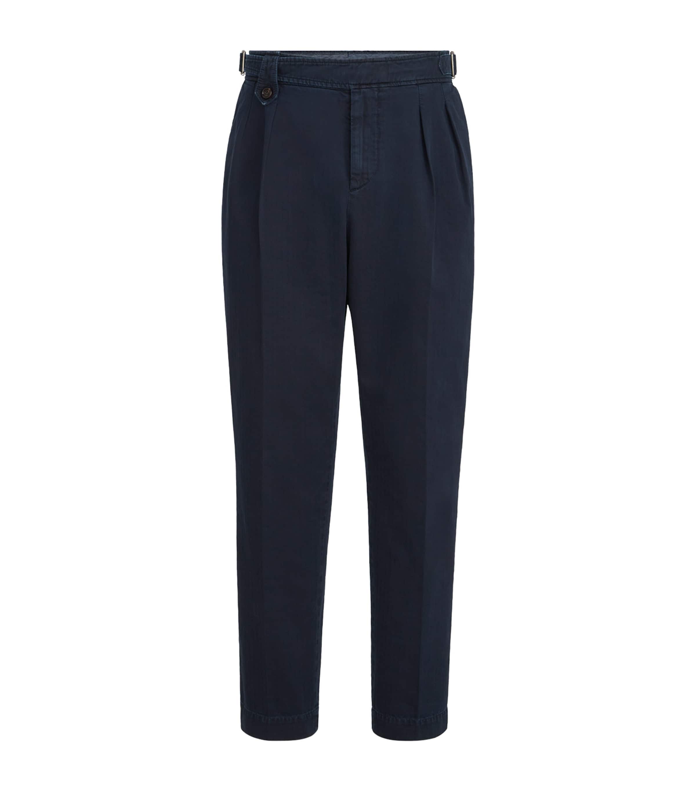Brunello Cucinelli Mens Cotton Chevron Double-Pleated Trousers Image 1