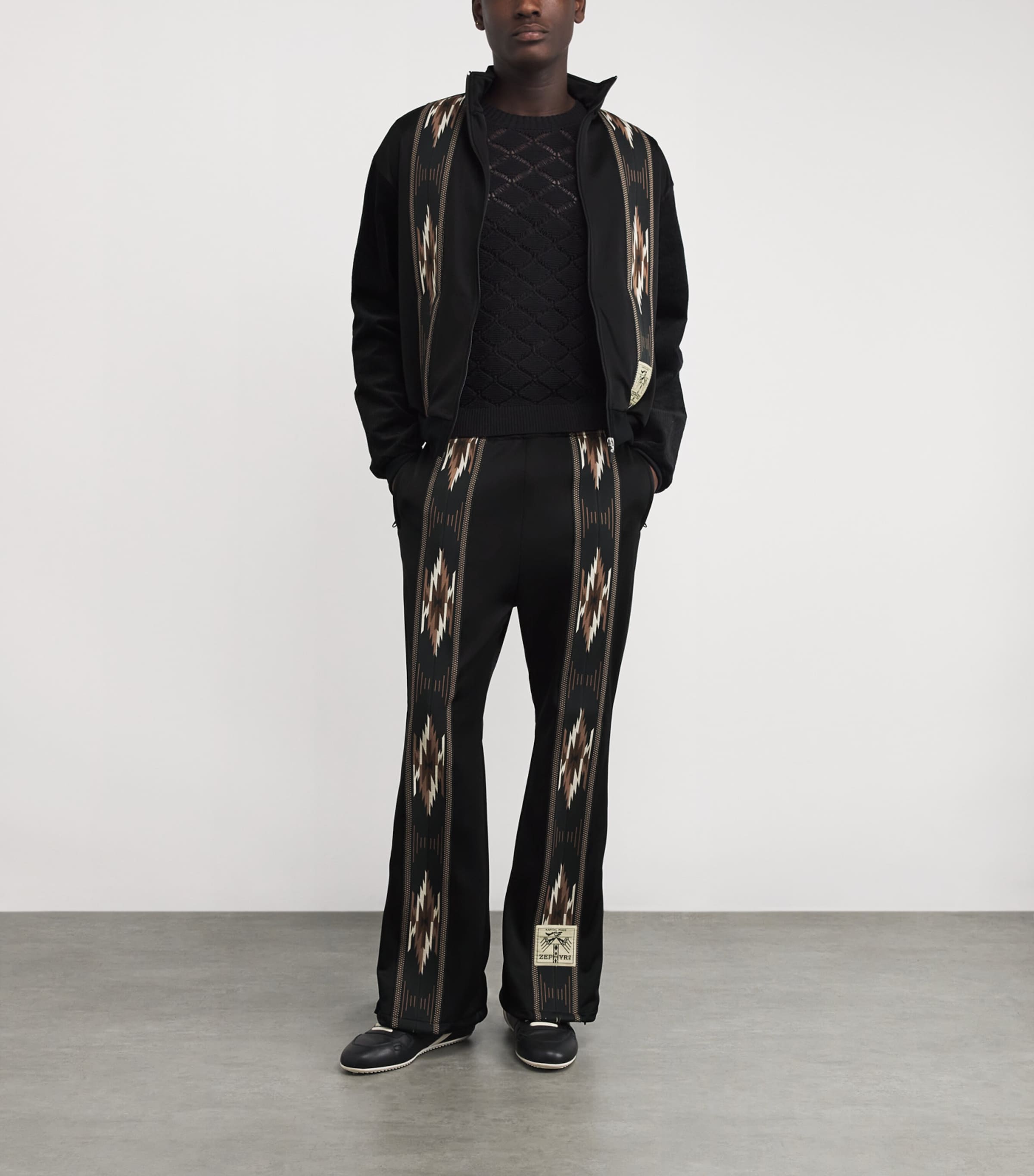Geometric Track Pants BLACK Image 2