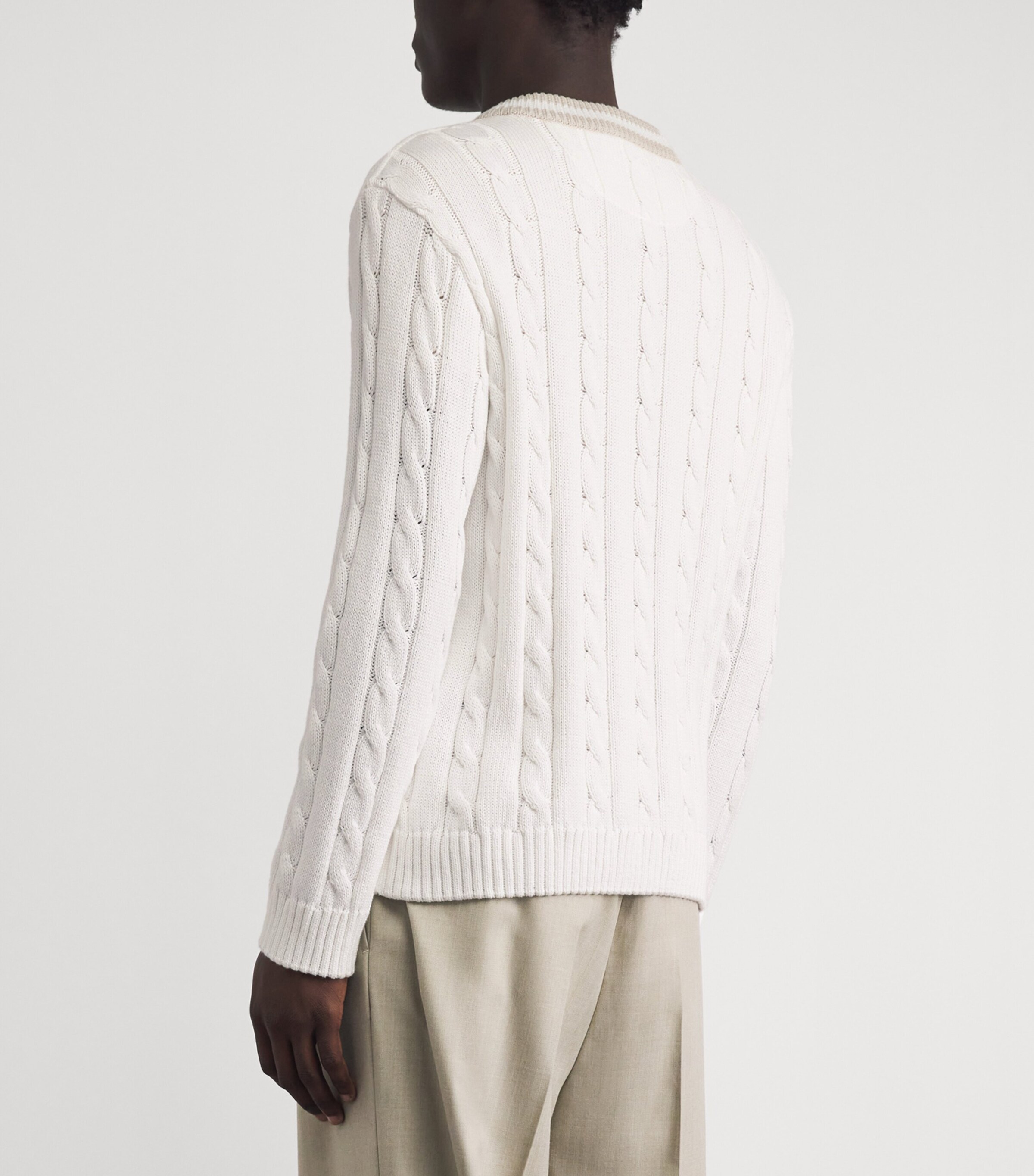Paul & Shark Mens Cotton Cable-Knit Sweater Off White Image 5