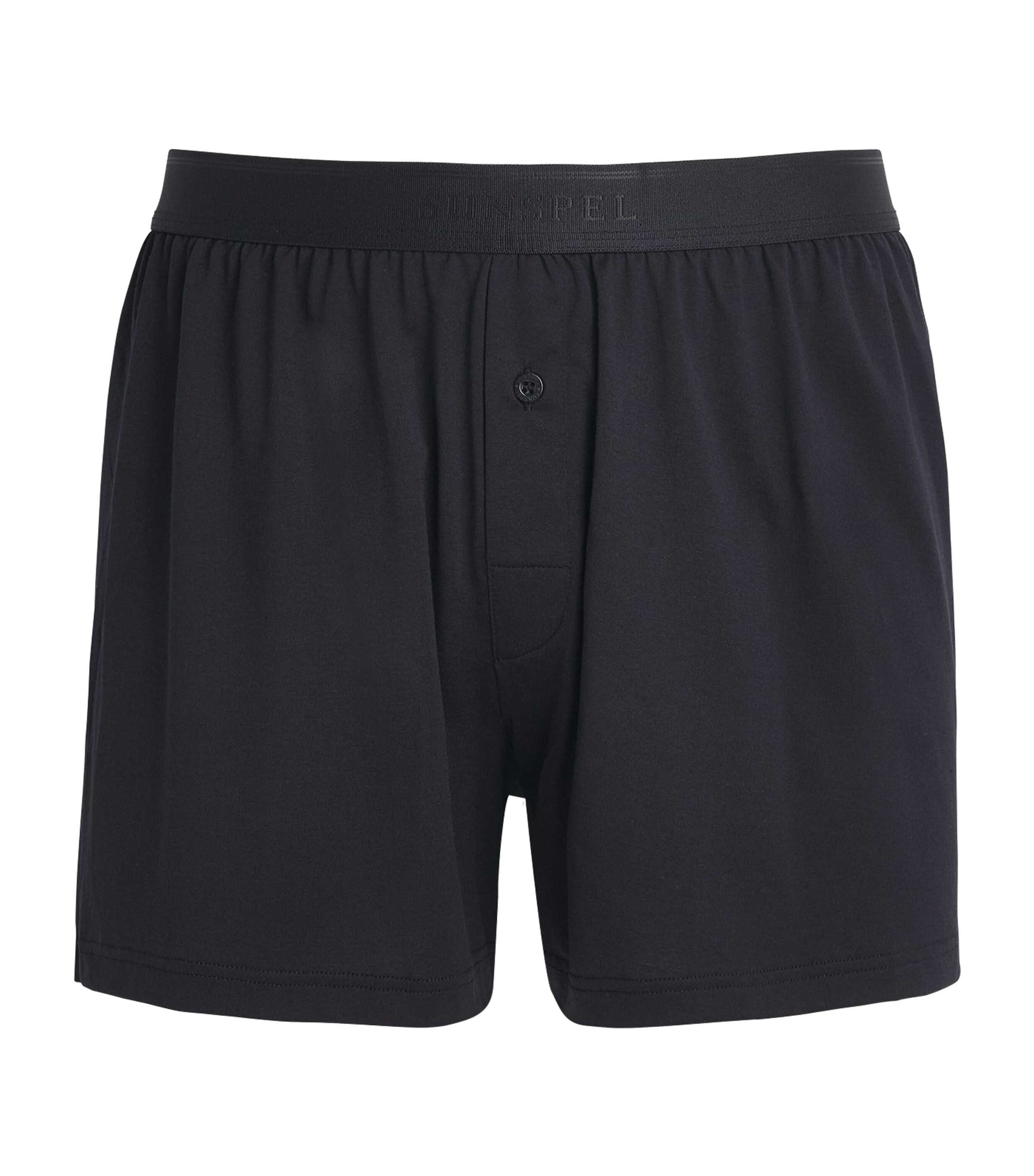 Sunspel Mens Superfine Cotton Boxer Shorts Bkaa Black Image 1