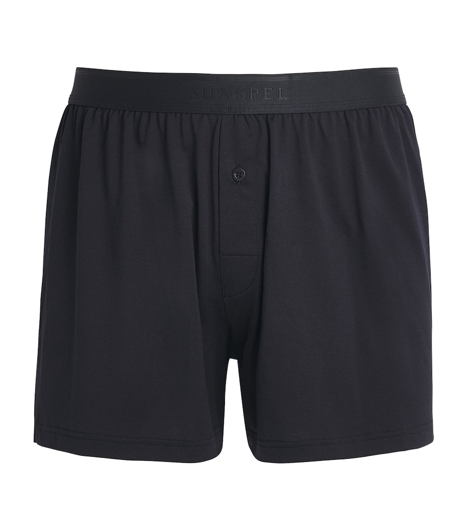 Sunspel Mens Superfine Cotton Boxer Shorts Bkaa Black Image 1