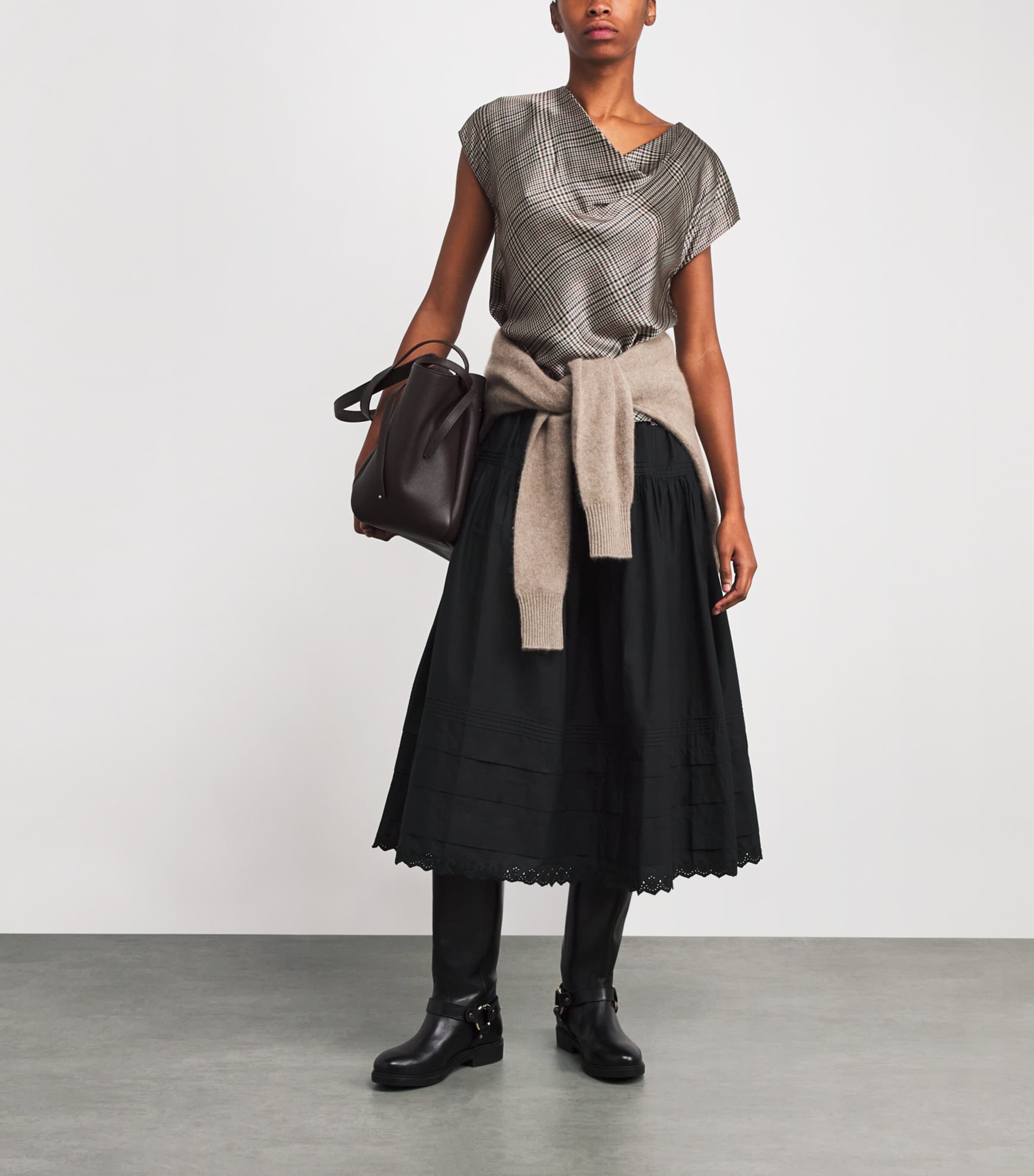 Organic Cotton Sebastiane Midi Skirt BLACK Image 2