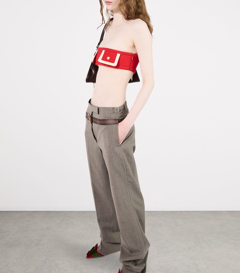 Technical Wool Belted Tailored Trousers F0572 Image 3