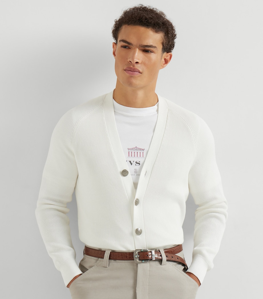 Brunello Cucinelli Mens Ribbed Cotton Cardigan Image 4