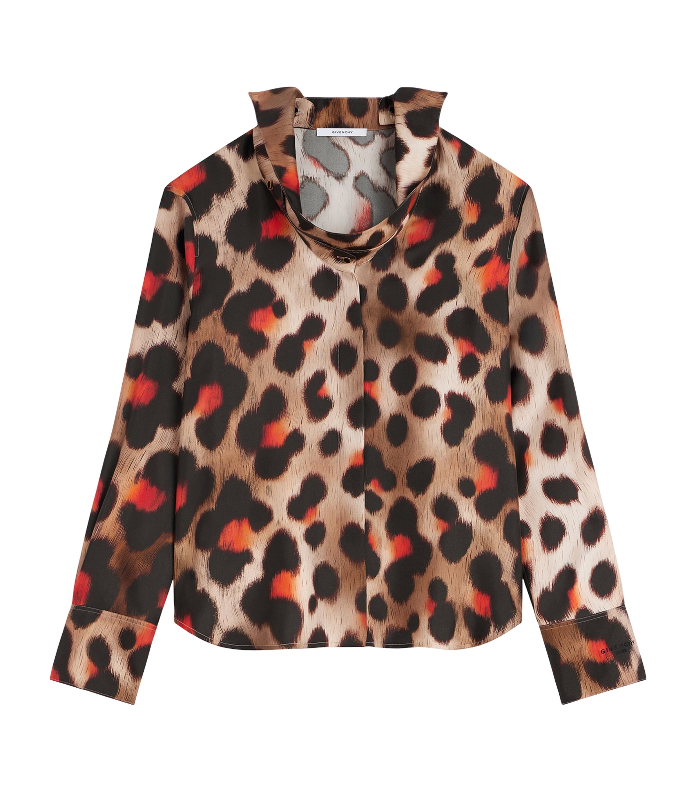 Givenchy Womens Silk Leopard Deconstructed Blouse Image 1