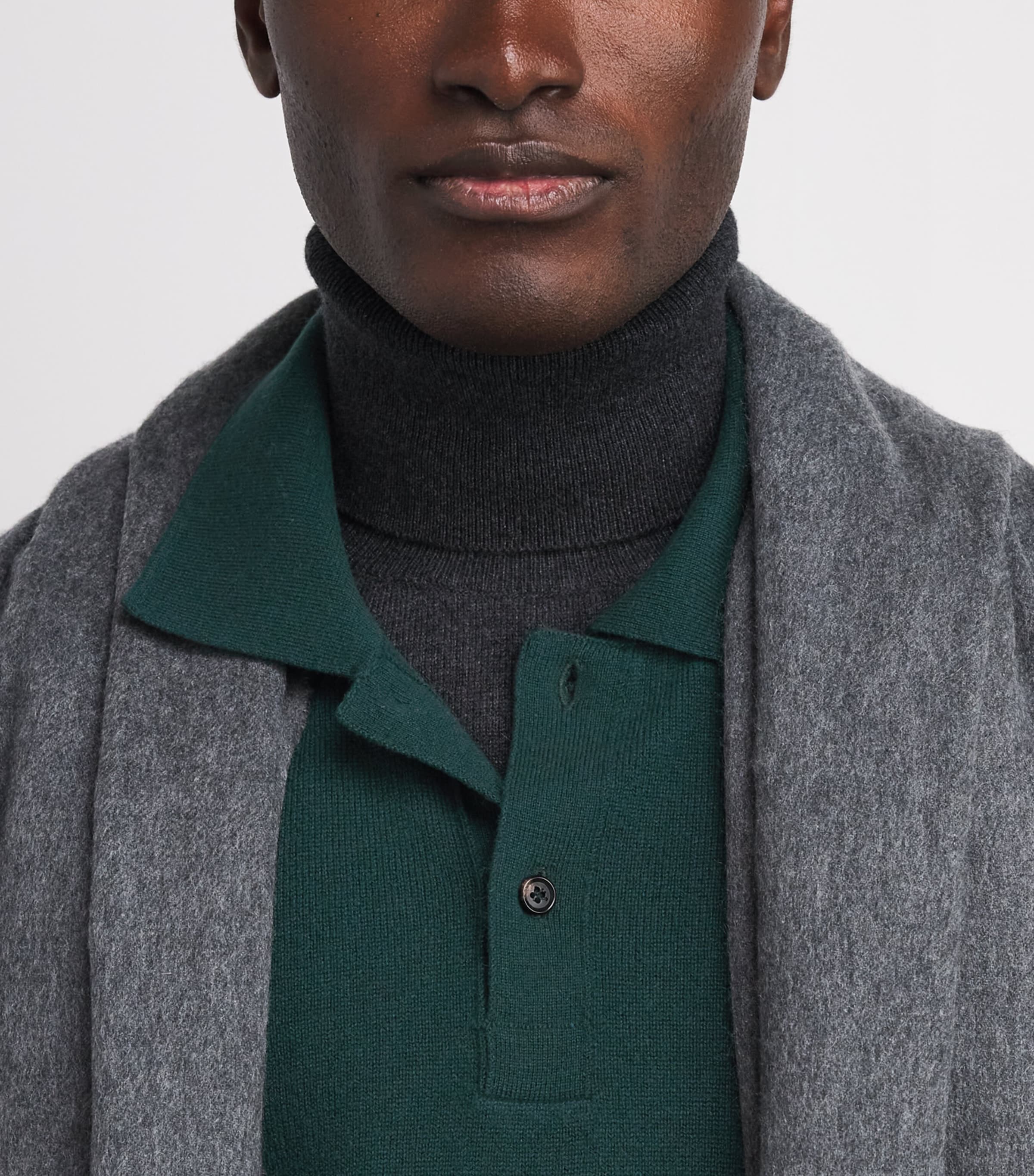 Isaia Mens Cashmere Long-Sleeve Polo Shirt Image 3