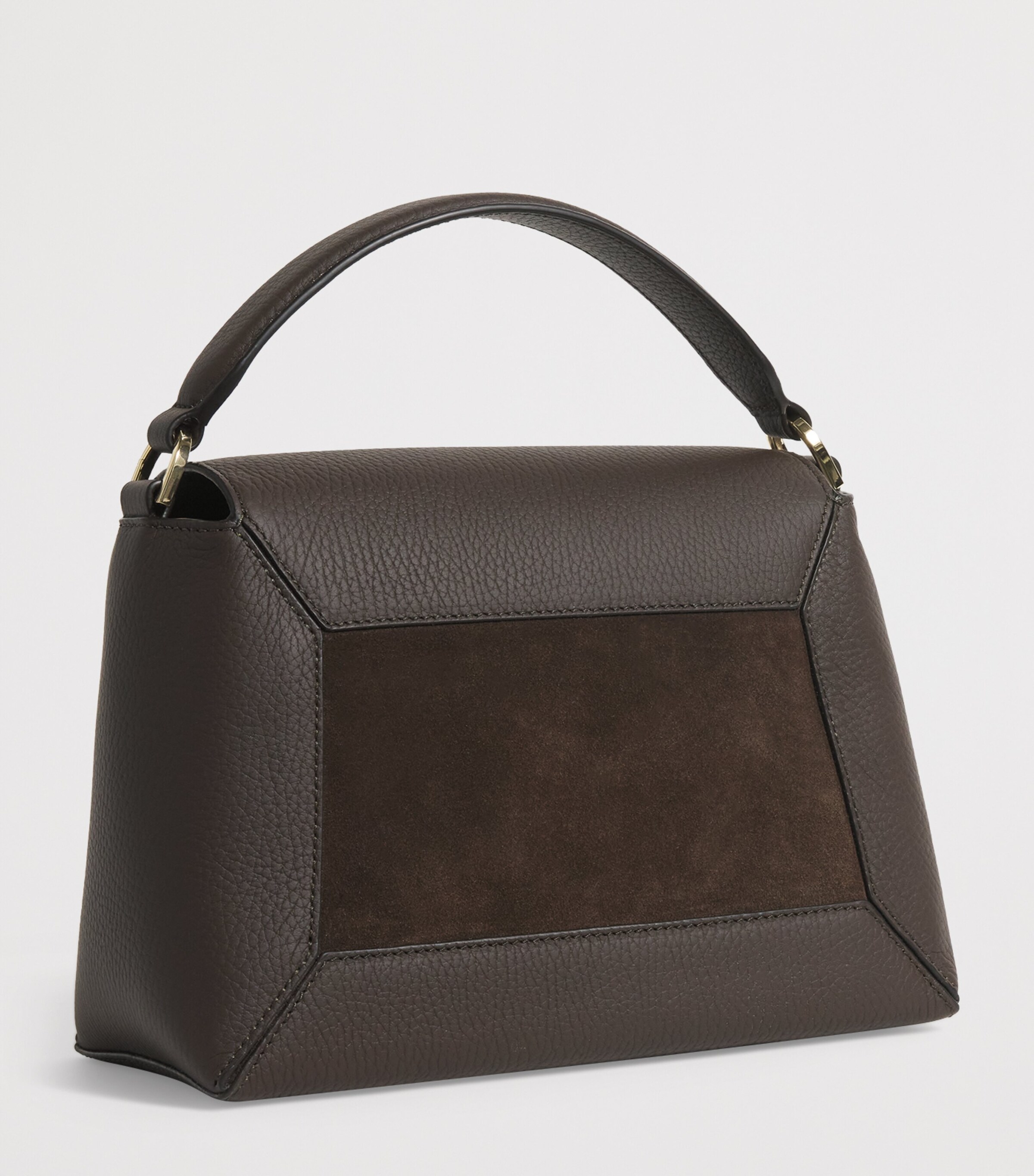 Strathberry Leather Mosaic Top-Handle Bag Dark Chocolate Image 3