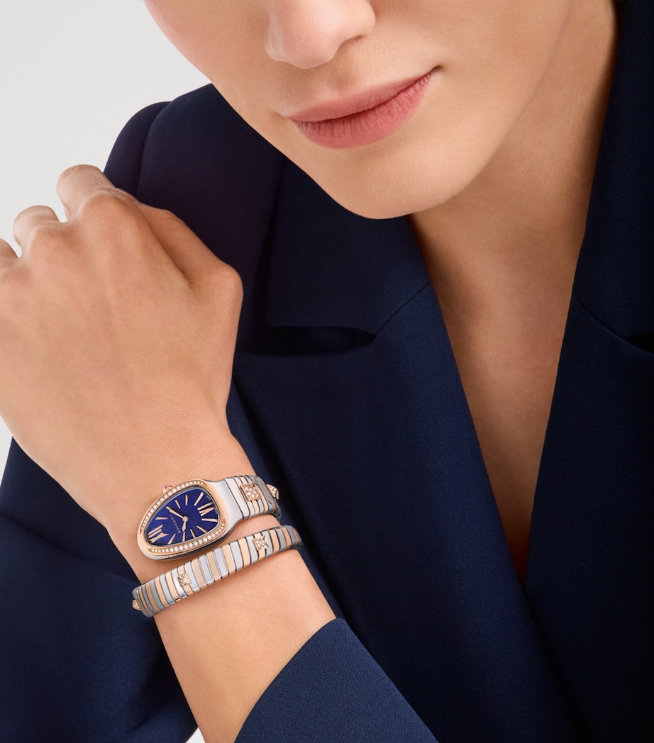 Bvlgari Large Rose Gold, Stainless Steel and Diamond Serpenti Tubogas Studs Watch 45mm Stones Image 3