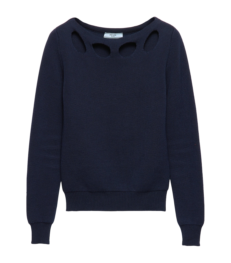 Prada Womens Cotton Boat-Neck Sweater Image 1