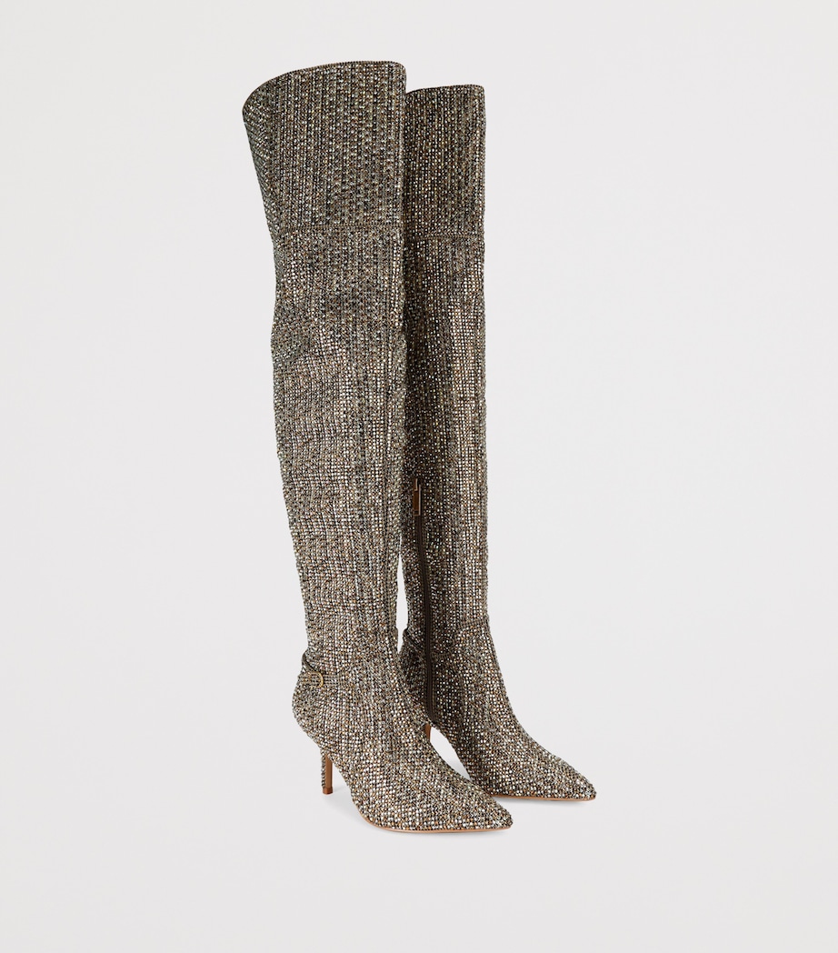 Crystal Embellished Mayfair Over-the-Knee Boots 70 BEIGE COMB Image 4