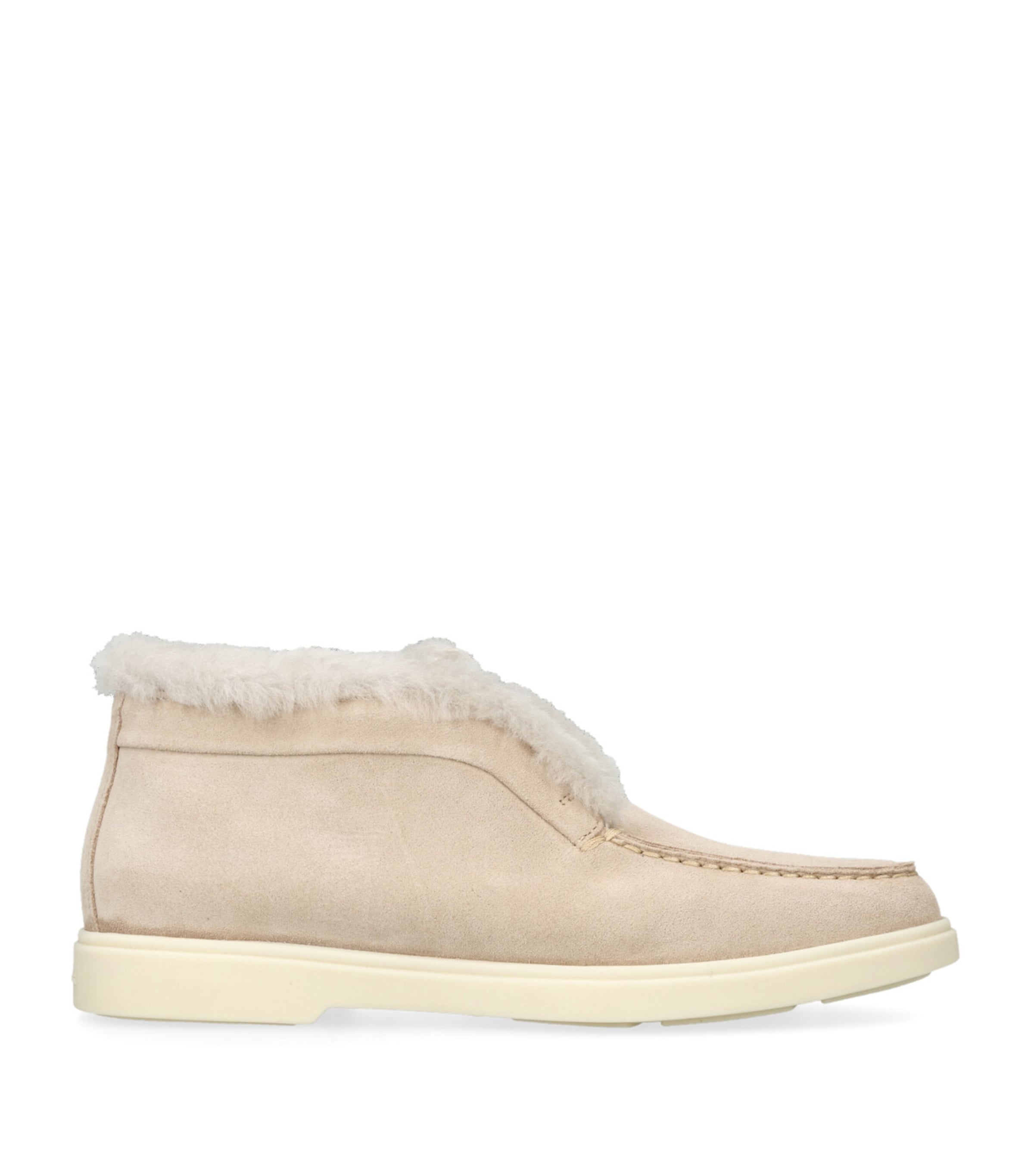 Santoni Chalk Suede Ankle Boots In Beige