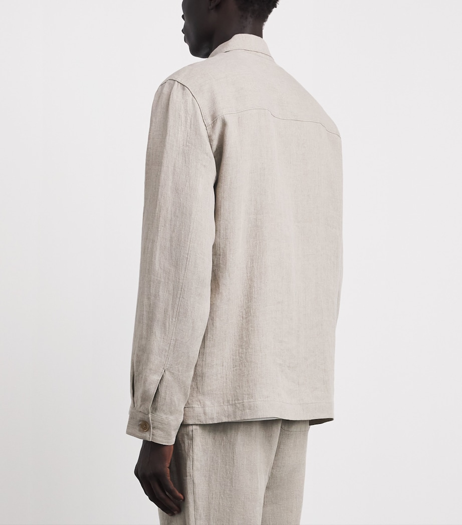 Sunspel Mens Linen Overshirt Brbd Sand Image 5