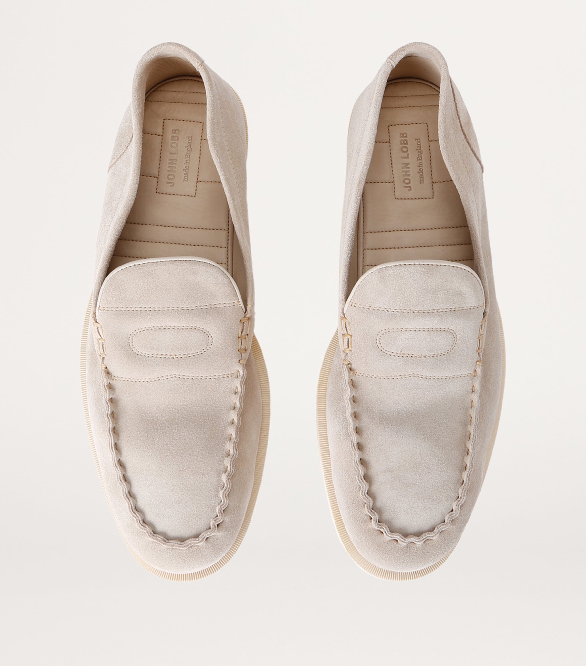 John Lobb Suede Pace Loafers Beige Image 4