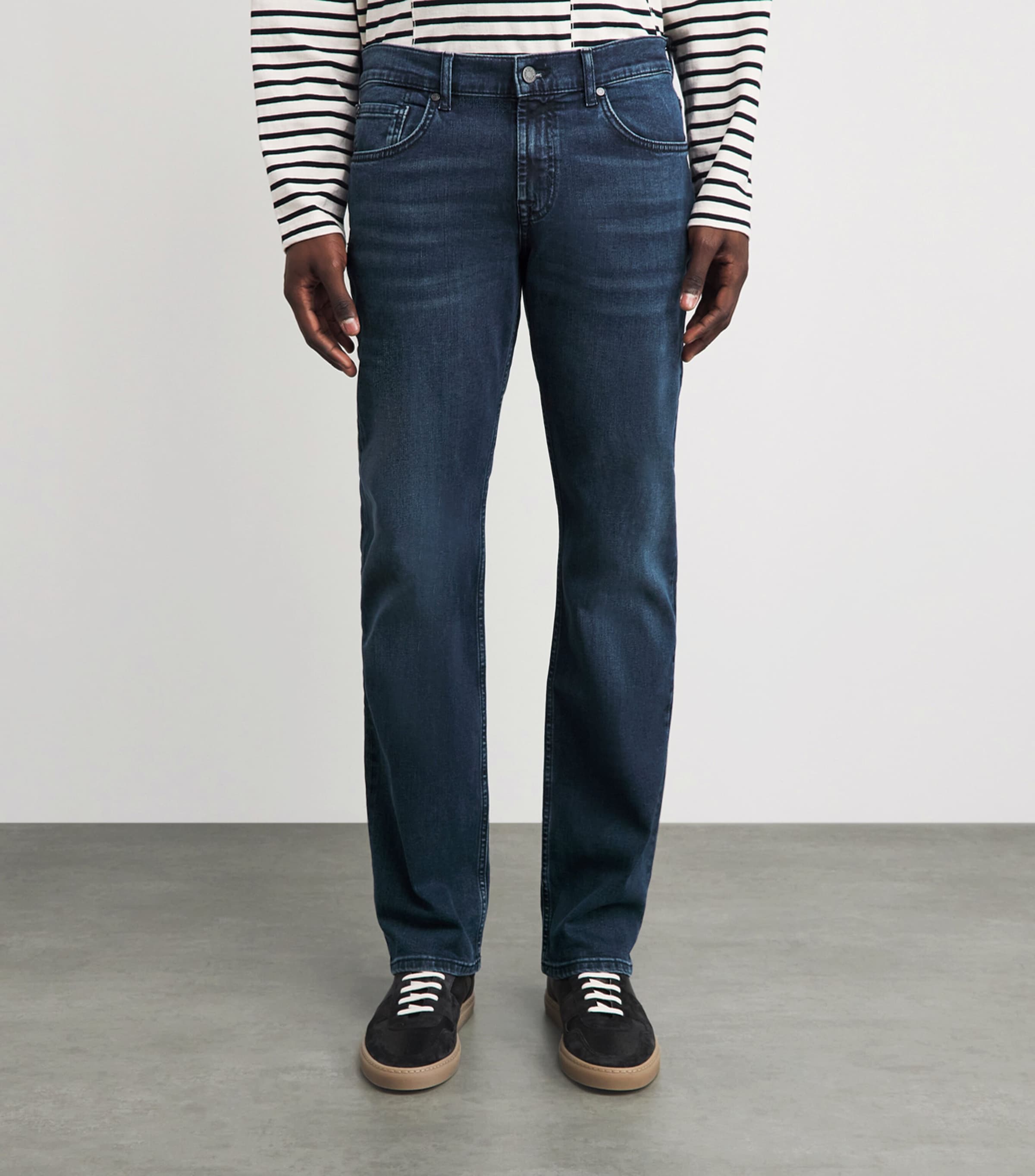 7 For All Mankind Mens Straight Luxe Dark-Wash Jeans Dark Blue Image 4