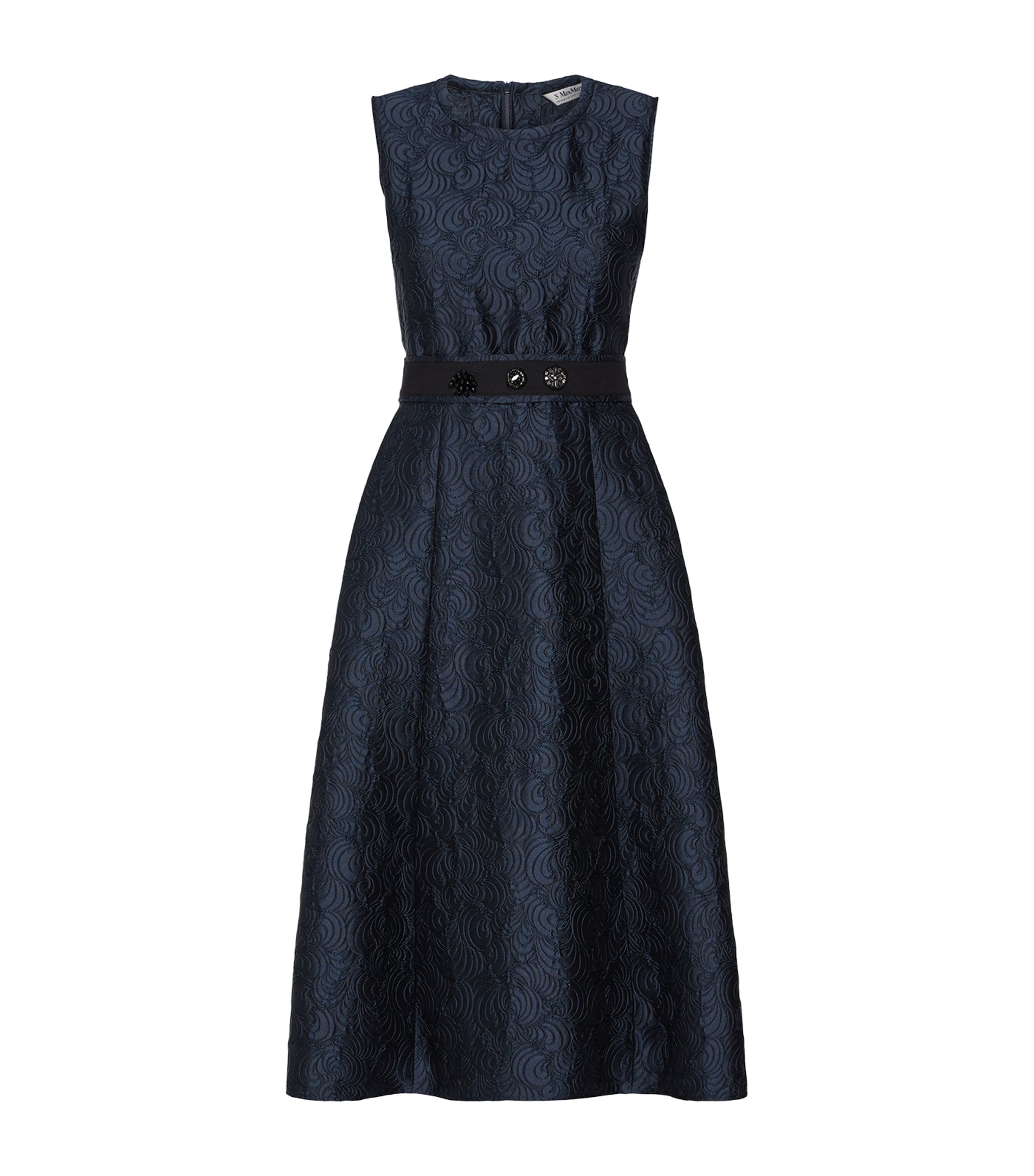 Max Mara Womens Crystal Jacquard Midi Dress Midnightblue Image 1