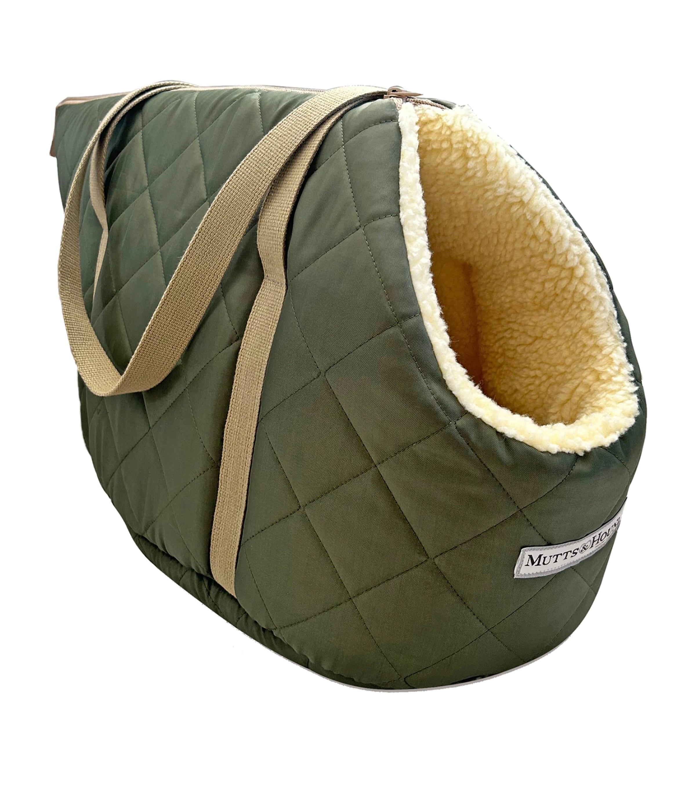 Mutts And Hounds Quilted Water-Resistant Dog Carrier (Small) Olive Green