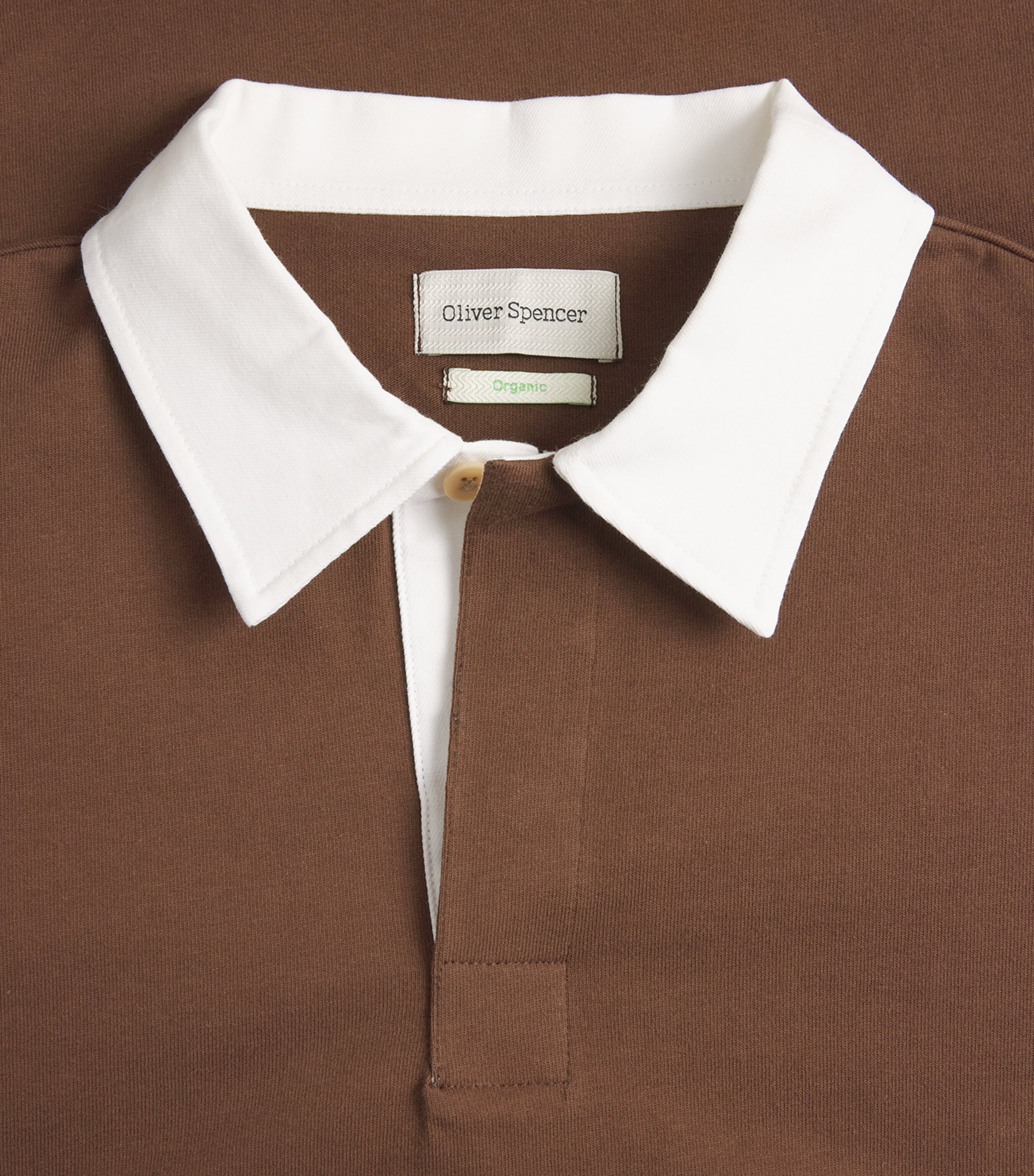 Oliver Spencer Mens Organic Cotton Rugby Shirt Brown Image 6