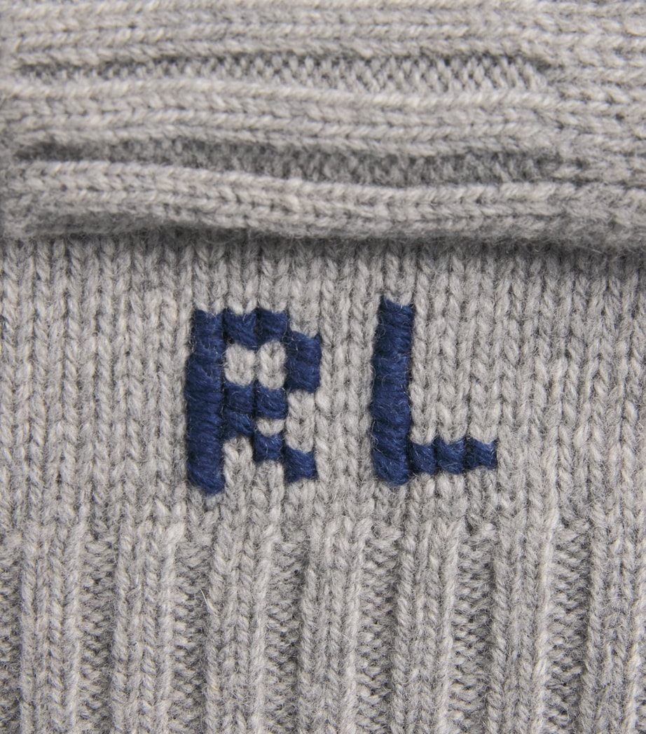 Polo Ralph Lauren Womens Wool-Cashmere Polo Bear Sweater Dark Vintage Heather Image 6