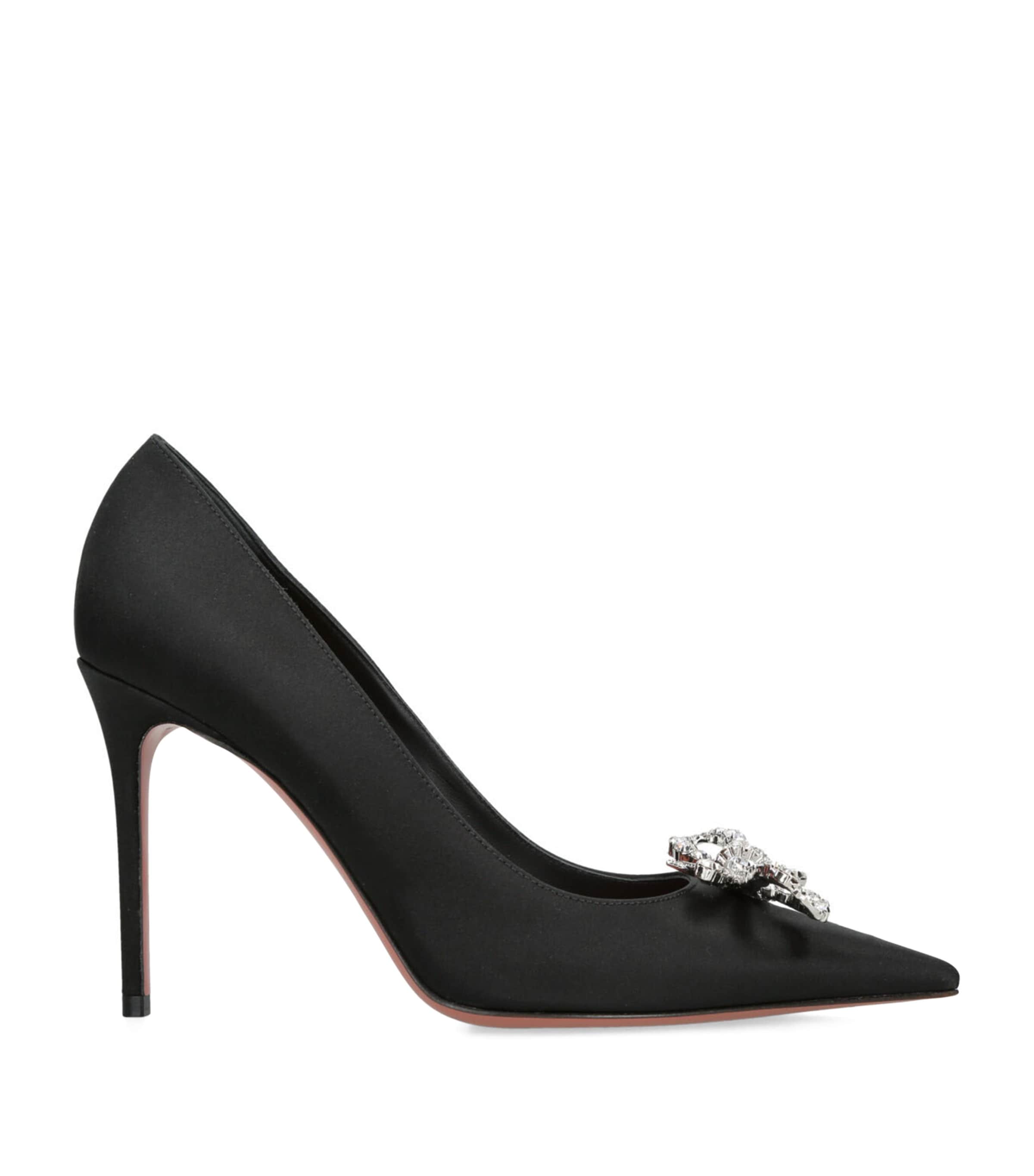 Amina Muaddi Satin Embellished Rosie Pumps 95 Black Image 1