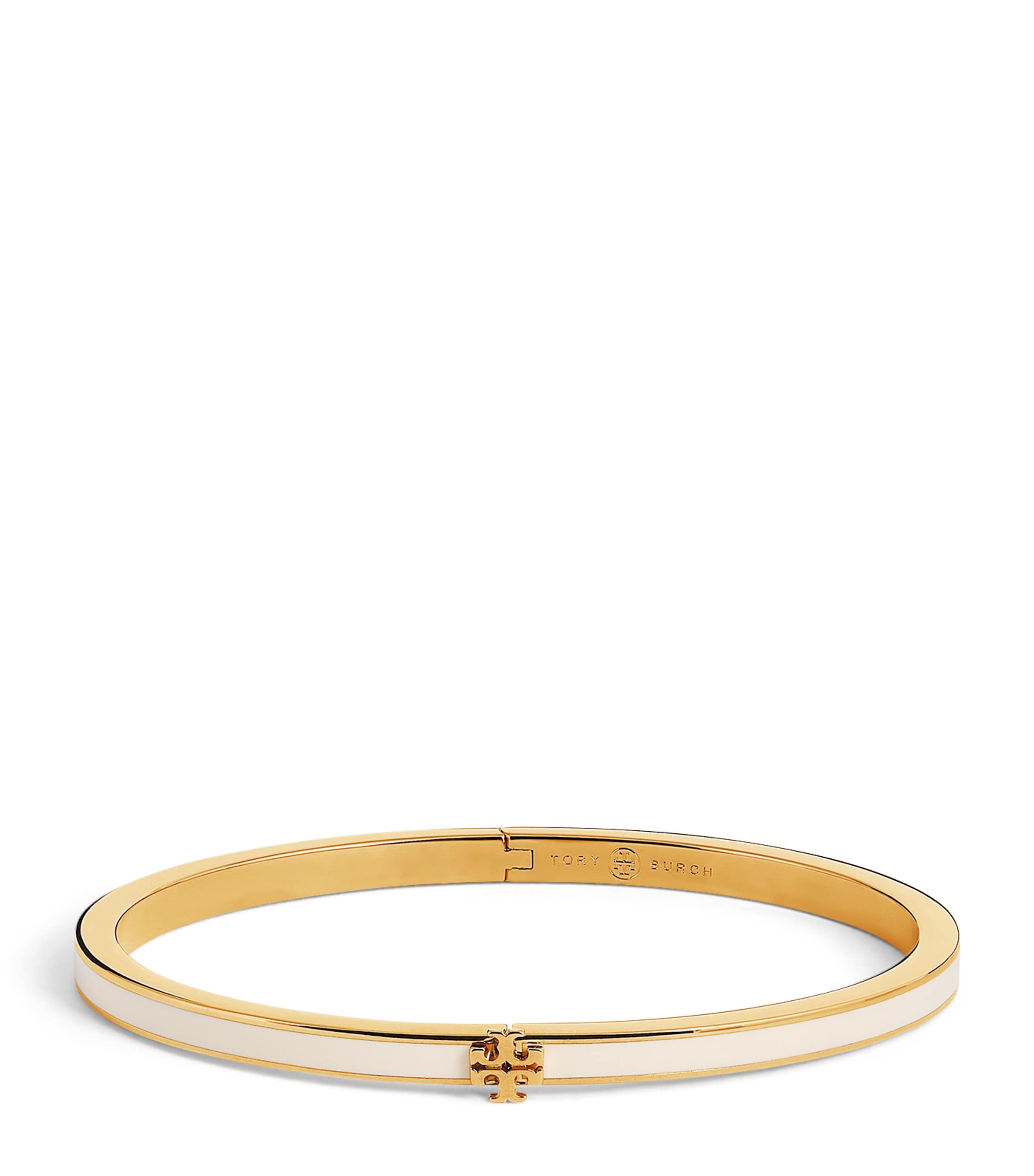 Tory Burch Gold-Plated Enamel Thin Icon Bangle Tory Gld/nw Ivry Image 1