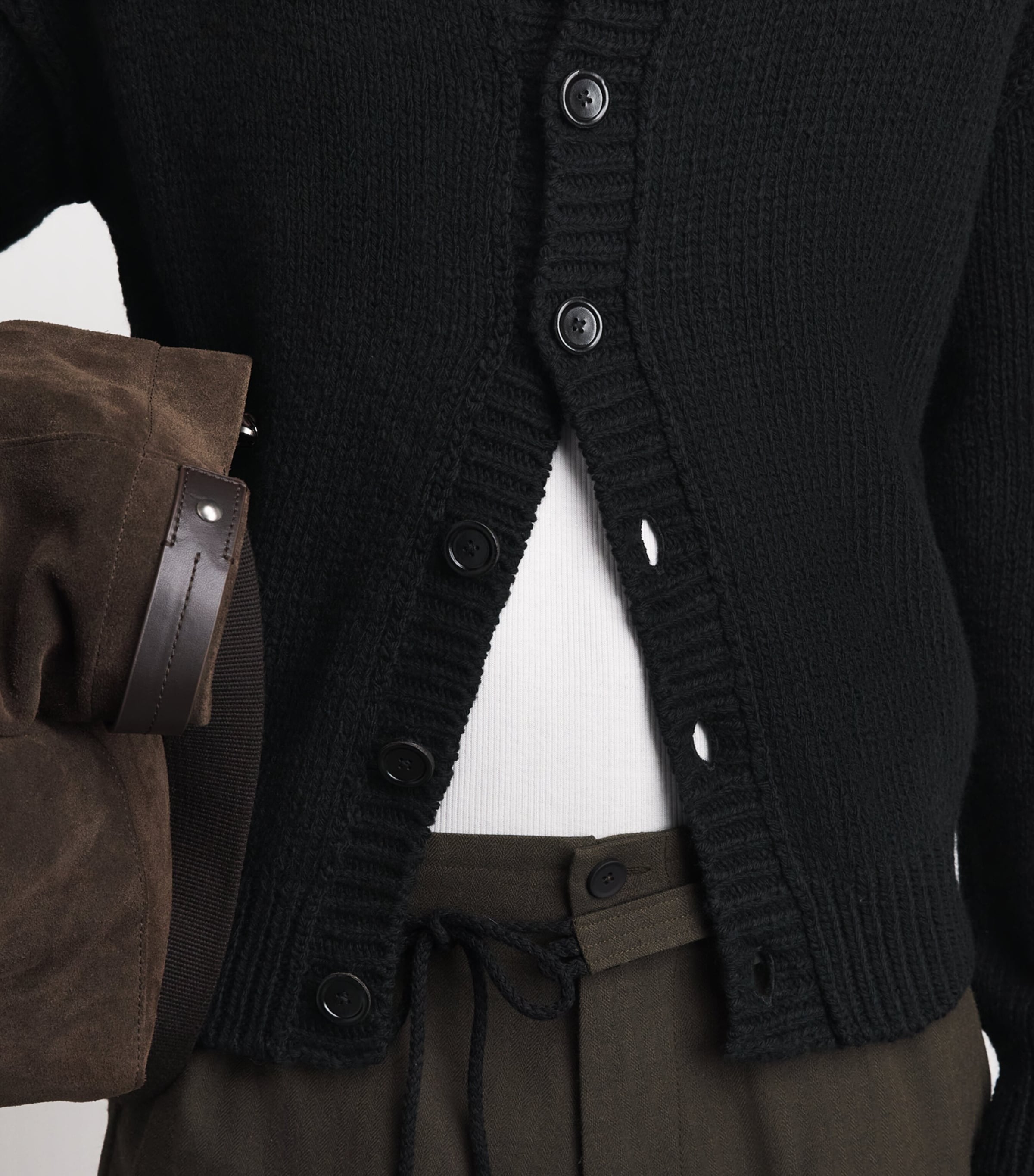 Our Legacy Mens Wool Pitch Cardigan Slub Twisted Blk Wl Image 3