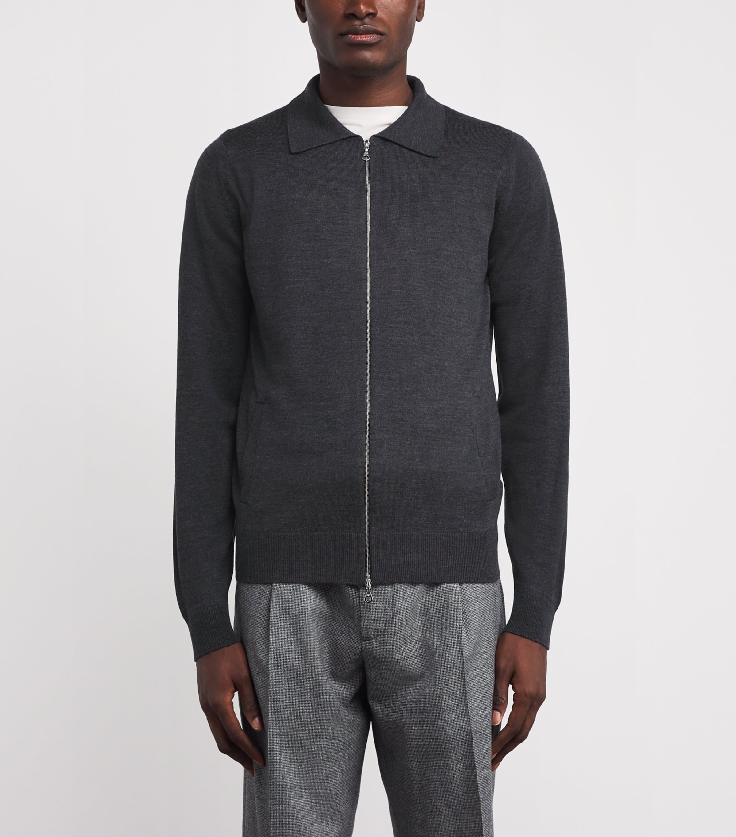 John Smedley Mens Merino Wool Hybrid Overshirt Charcoal Image 3
