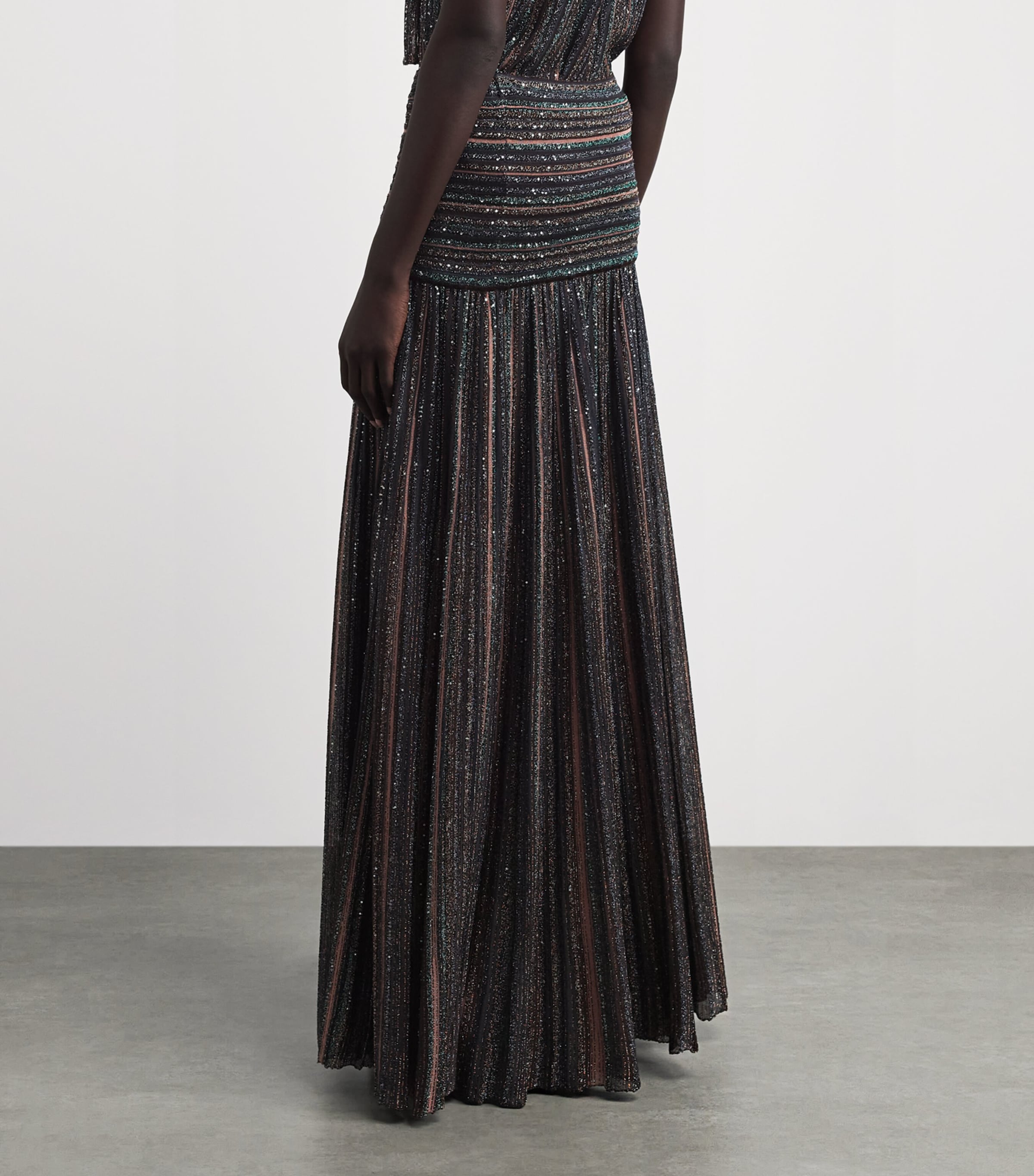 Missoni Womens Sequin-Embellished Stripe Maxi Skirt Drk Brown Tone Image 5