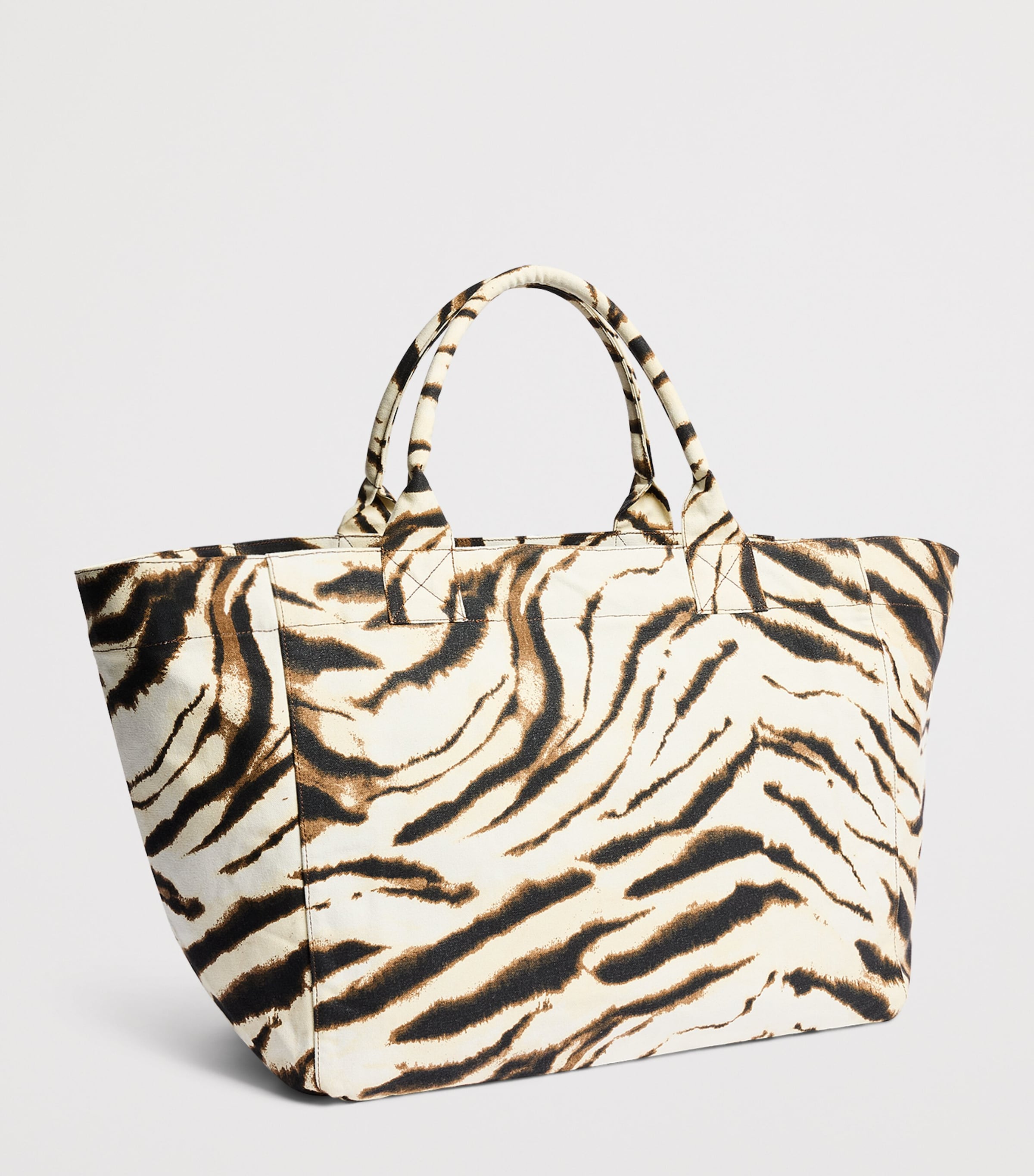 GANNI Large Canvas Zebra Tote Bag Egret Image 3