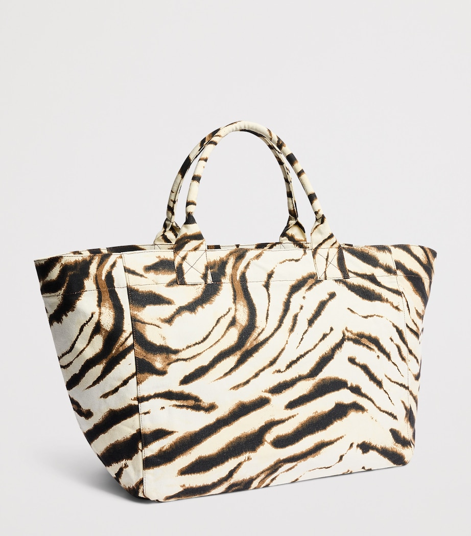 GANNI Large Canvas Zebra Tote Bag Egret Image 3
