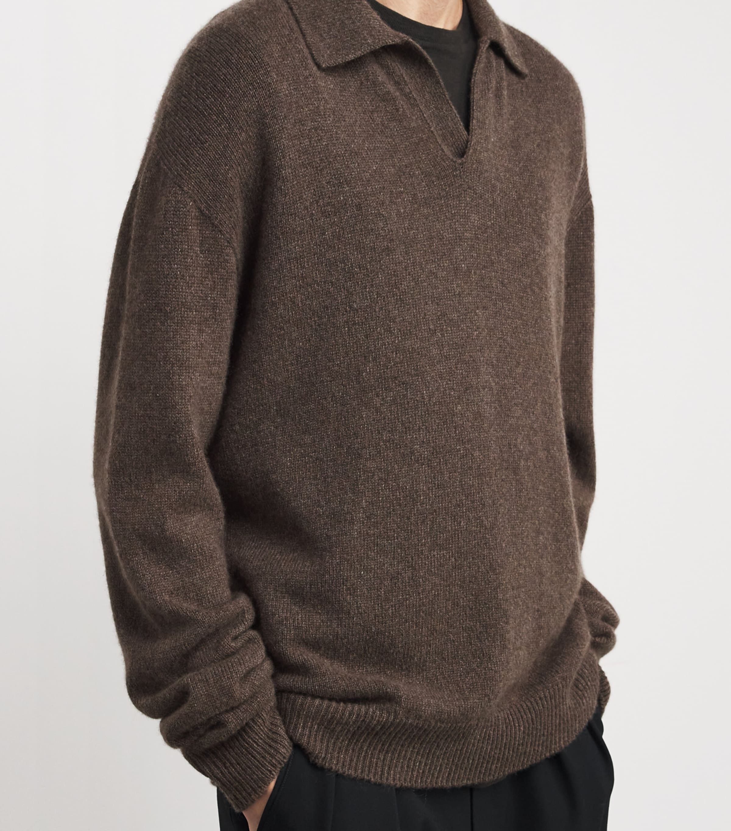 Leach Cashmere Polo Sweater DARK SAND Image 5