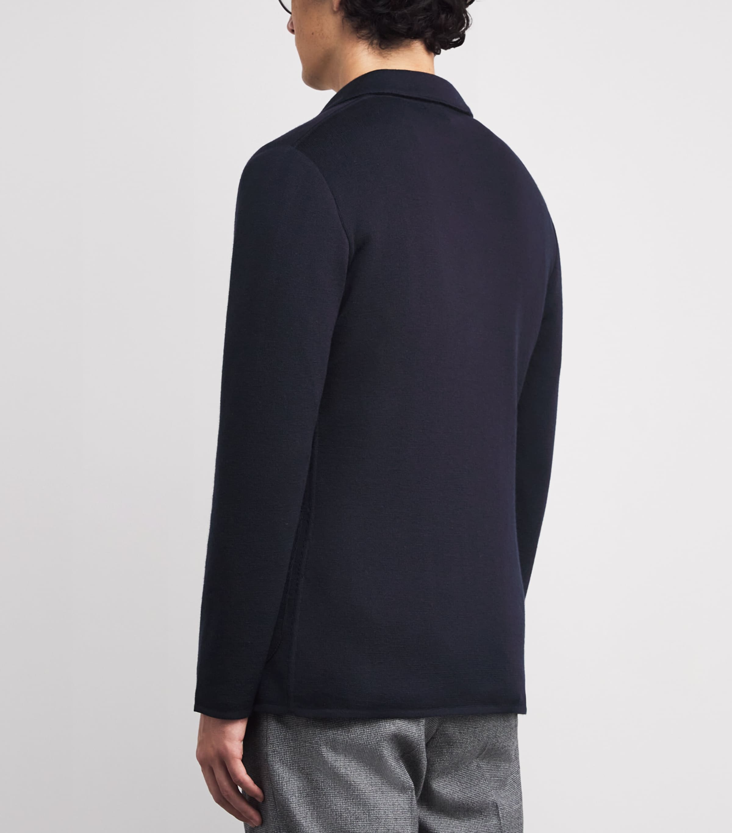 Virgin Wool Knitted Blazer 850-NAVY Image 4