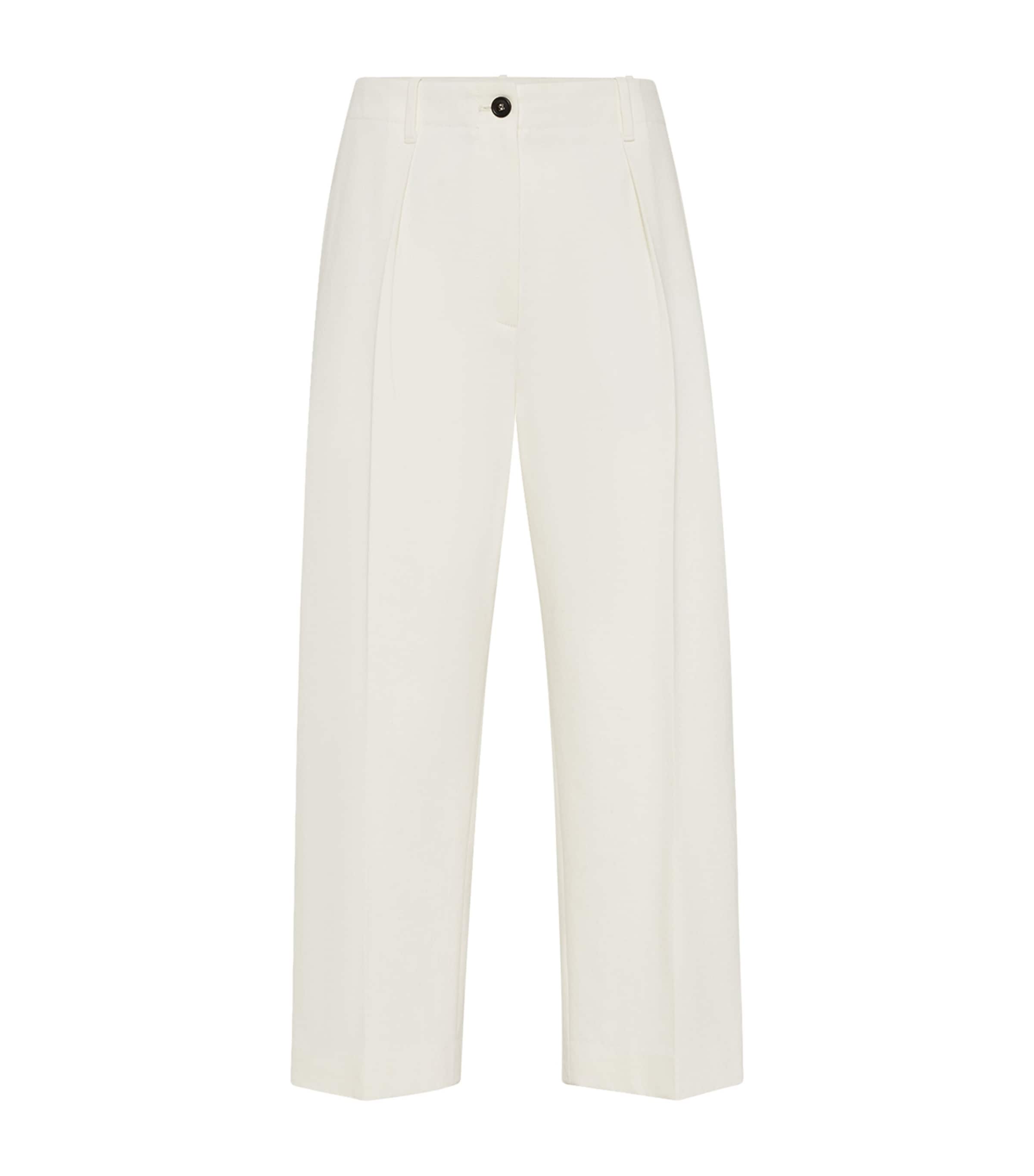 Brunello Cucinelli Cotton-wool Crinkled Chinos In White