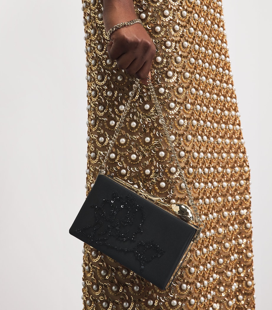 Erdem Embellished Bloom Clutch Bag Black Image 2