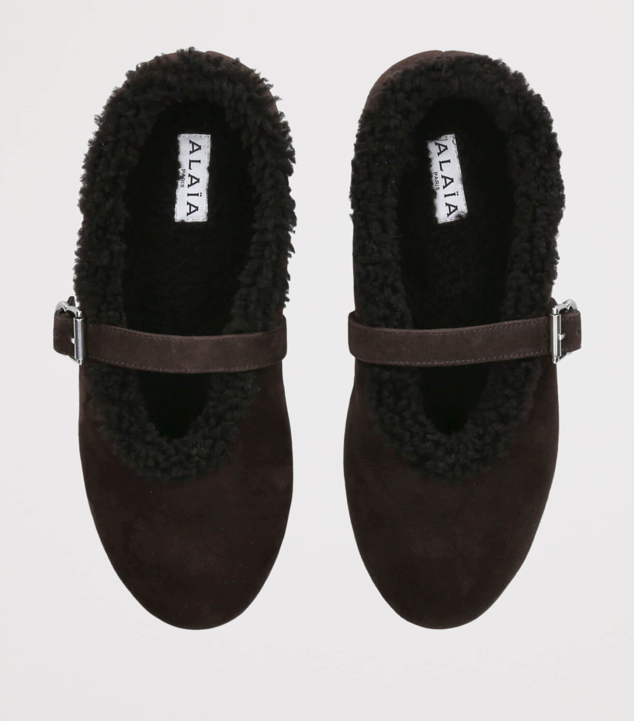Shearling Ballet Flats DARK BROWN Image 4