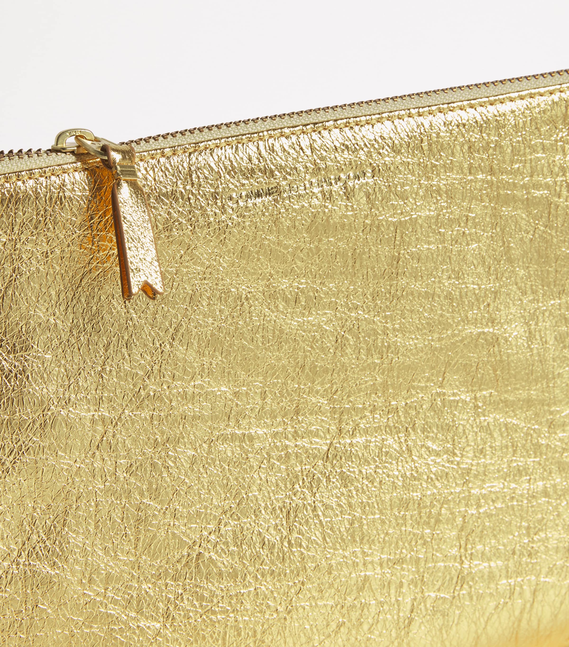 Comme Des Garçons Wallet Large Leather Zipped Pouch Gold Image 5